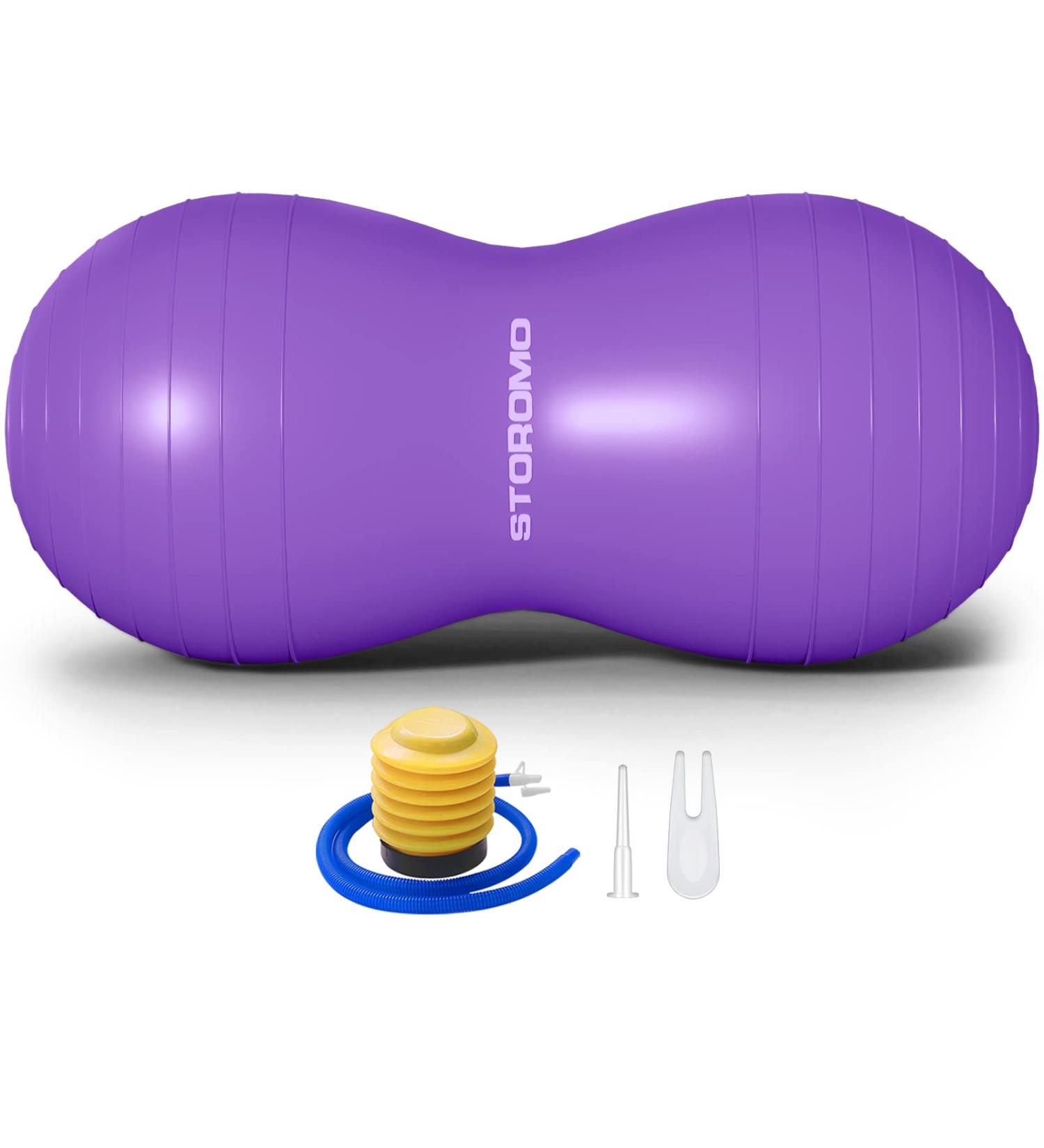 STOROMO Peanut Ball 23x12 inch Purple - Exercise & Pregnancy Yoga Ball for Core Strength Training - Includes Pump - Buy Online on GoSupps.com