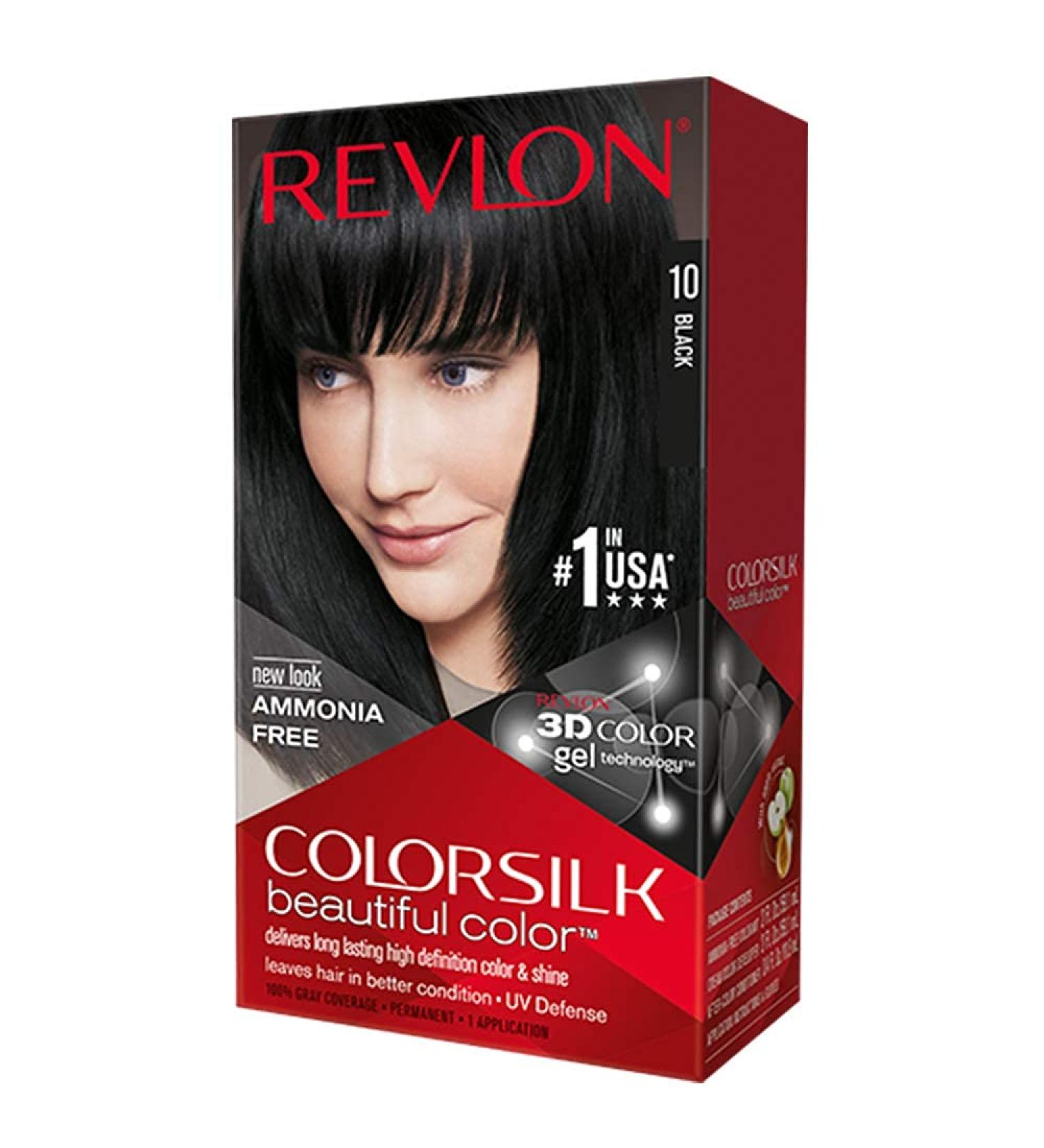 Revlon Colorsilk Permanent Hair Color 10 Black - Ammonia-Free Dye with 100% Gray Coverage, Keratin & Amino Acids - 4.4 oz (Pack of 1) - Buy Online on GoSupps.com