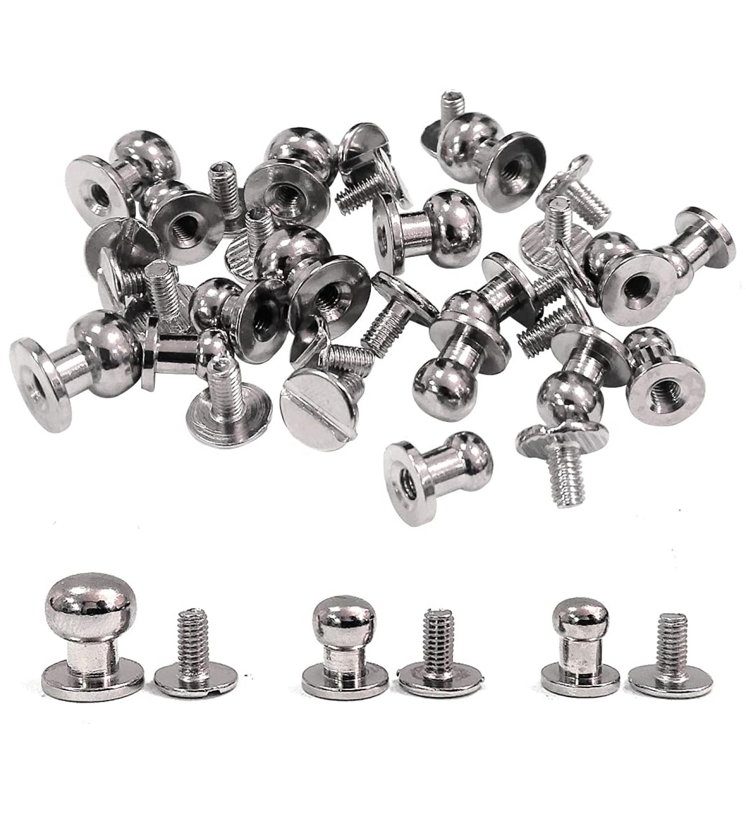ACTENLY Chicago Screws Round Head Button Stud - Silver Slotted Screws for Leather Craft DIY Repairs & Decoration - Buy Online on GoSupps.com