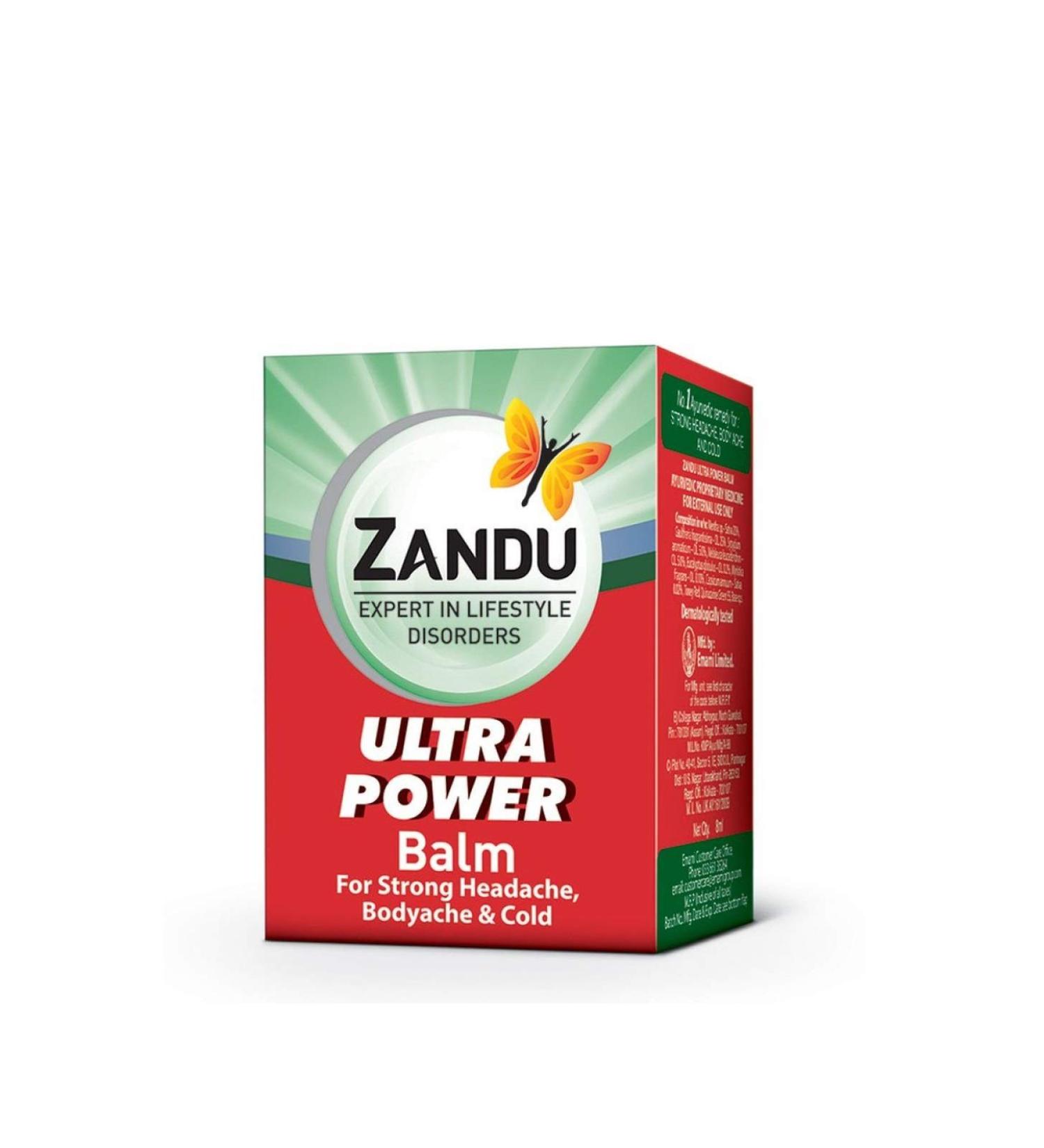 Zandu 20 X Balm Ultra Power Balm Multipurpose Solution For Strong Headache Body Ache And Cold 8Ml X by Zandu