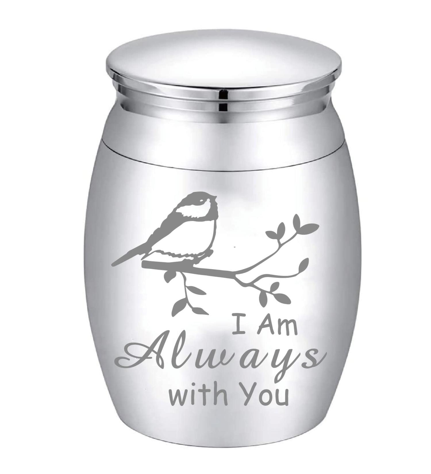 CREATCABIN Small Keepsake Urns Memorial Ashes Mini Cremation Urns Miniature Burial Funeral Urns Container Jar for Sharing Ashes 1.18x1.57inch Sliver-I Am Always With You Bird - Buy Online on GoSupps.com