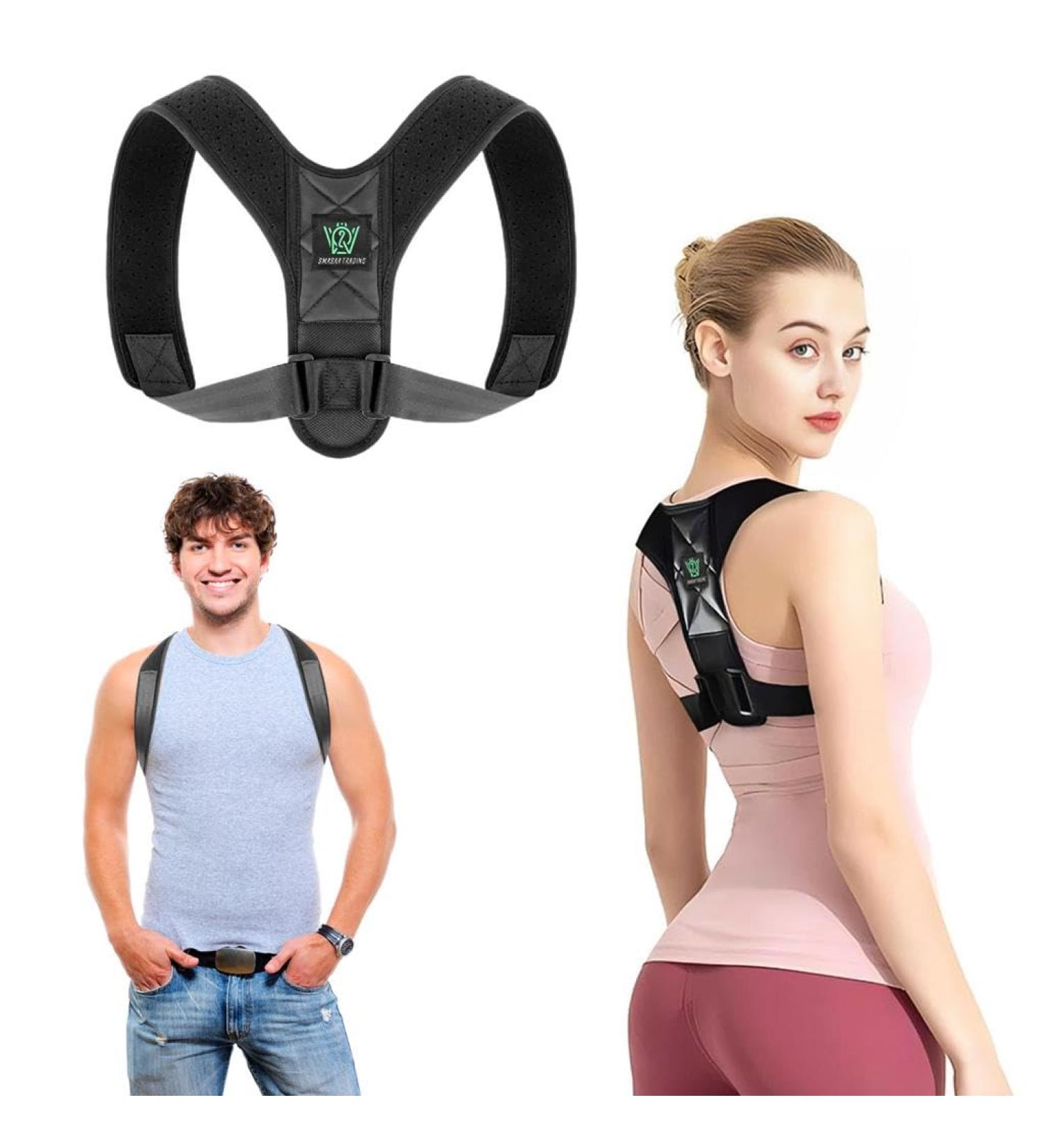 Smasaa Trading Posture Corrector for Women and Men - Comfortable Upper Back Brace for Improved Posture - Adjustable Back Straightener in Black - Buy Online on GoSupps.com