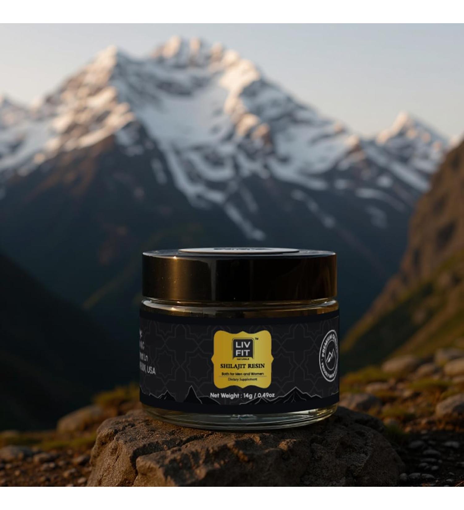 Liv Fit Himalayan Shilajit Resin | 14g (45 Servings) | 100% Pure | Lab-Tested for Purity | Dietary Supplement