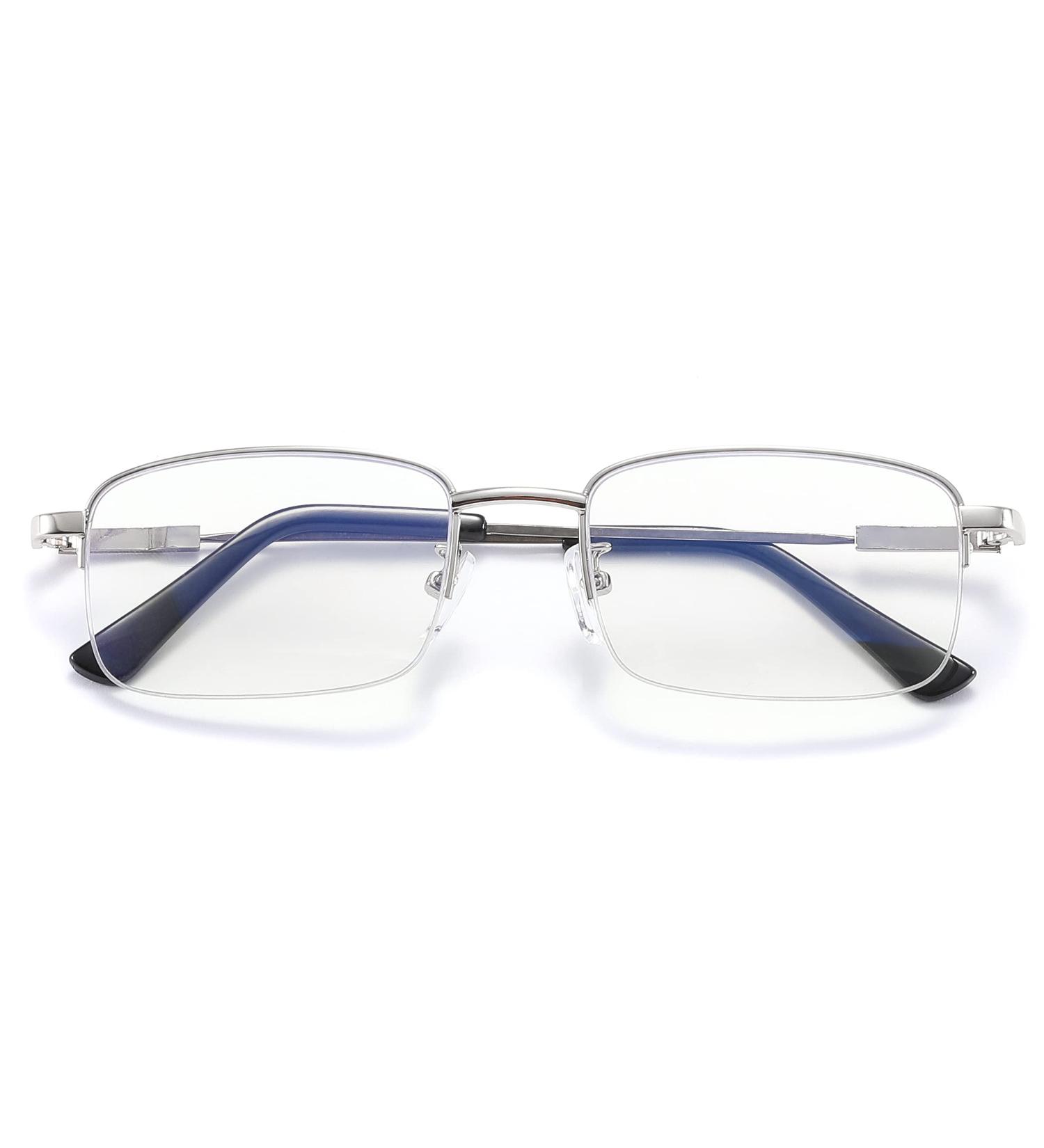 Alsenor Progressive Multifocus Blue Light Blocking Reading Glasses | Silver Frame for Men and Women (2.5x) - Buy Online on GoSupps.com