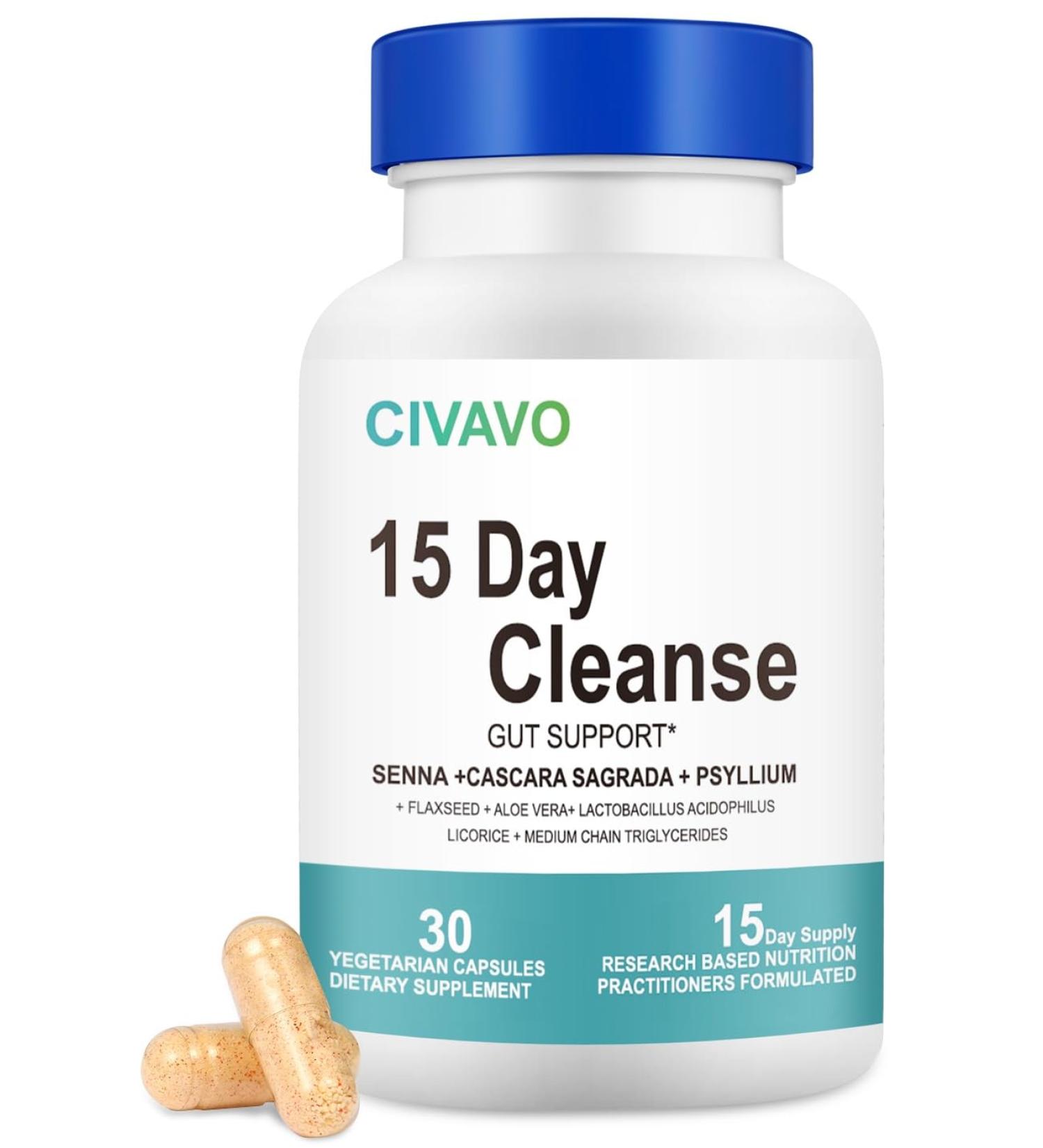 15 Day Gut Cleanse for Men & Women - Probiotics & Psyllium Husk - Colon Support Dietary Supplement (30 Capsules - Buy Online on GoSupps.com