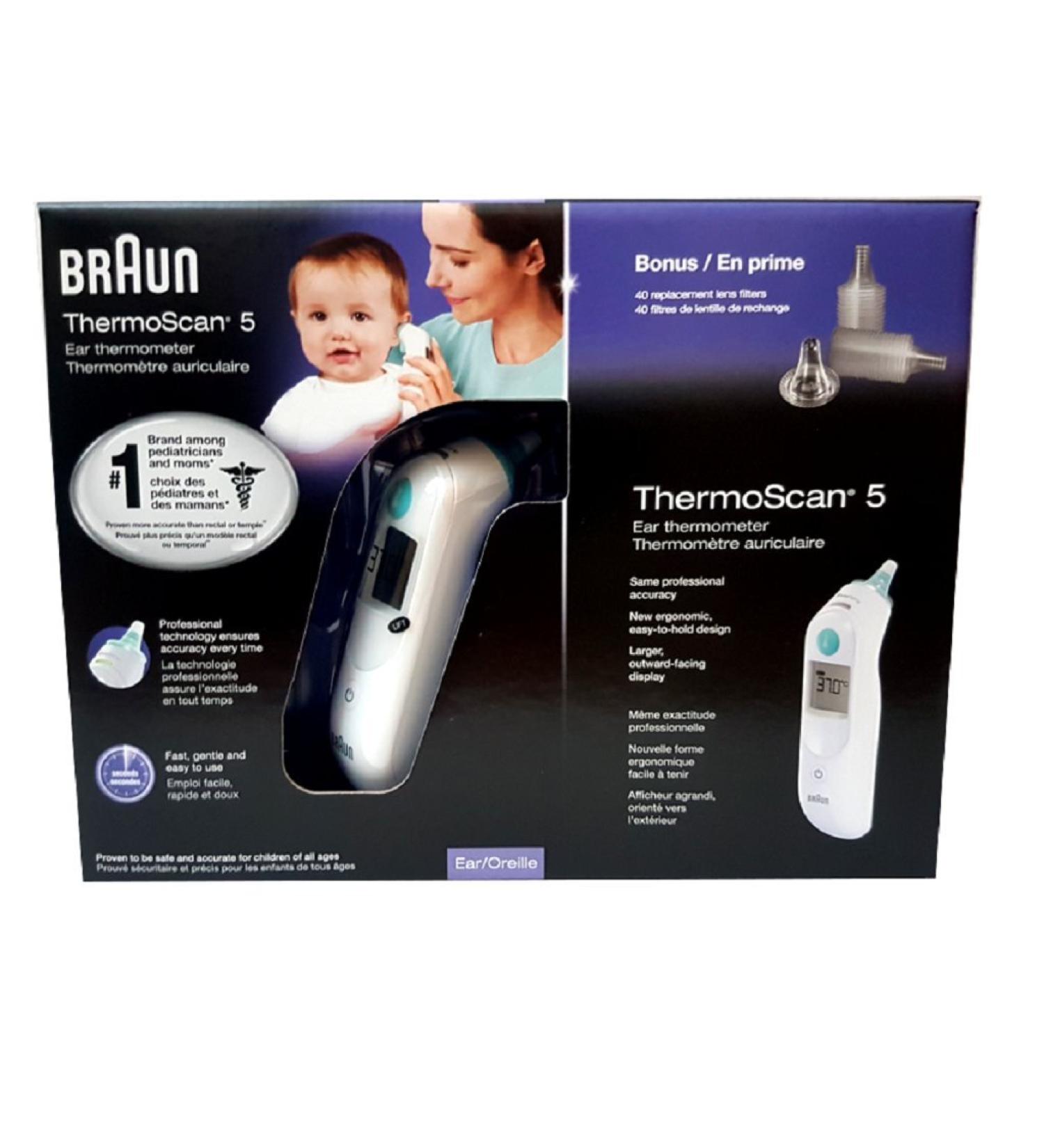 Braun Thermoscan 5 Ear Thermometer with 40 lens filters - Buy Online on GoSupps.com