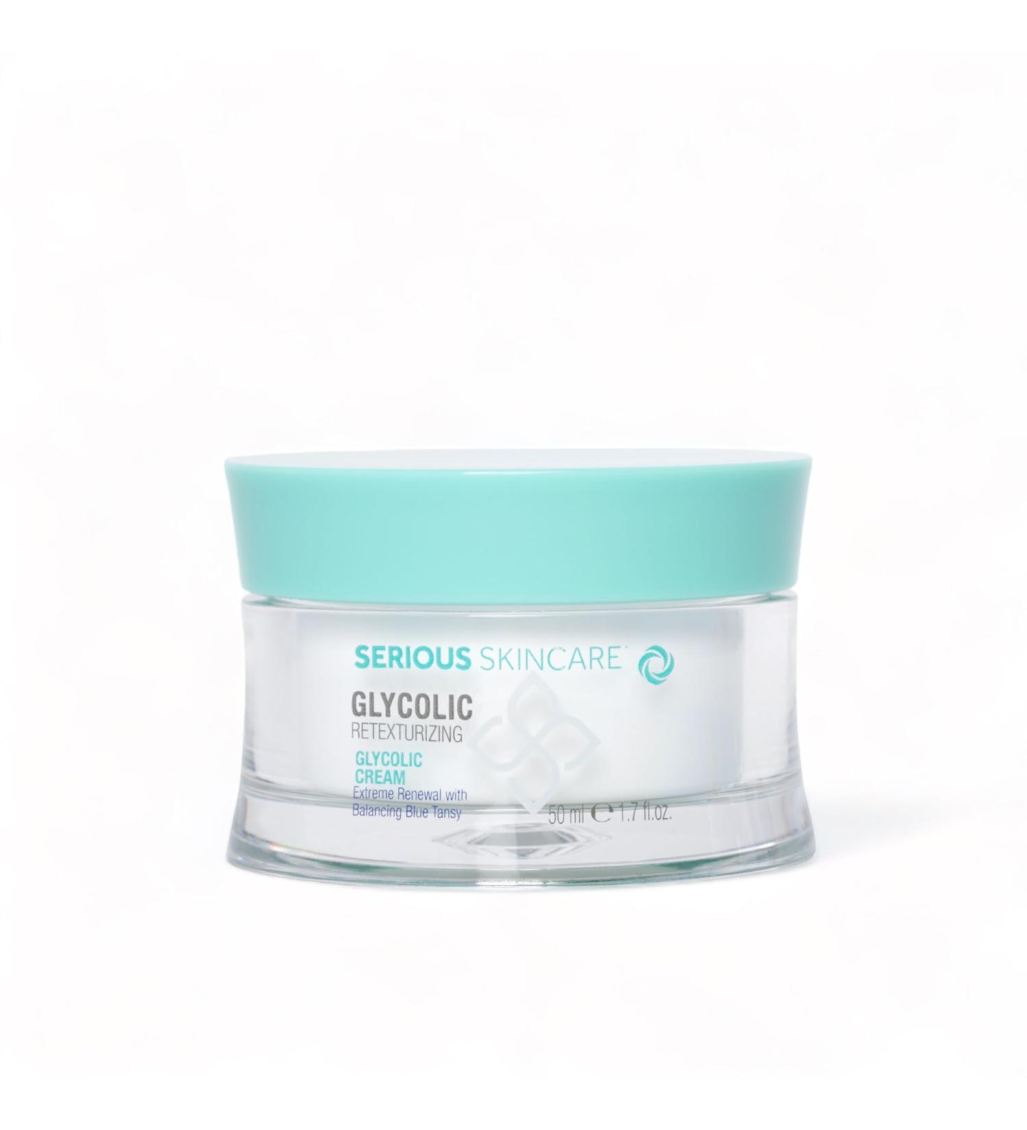 Serious Skincare Glycolic Retexturizing Face Cream - AHA Hydrating Moisturizer with Blue Tansy for Smooth Youthful Skin - 1.7 Fl. Oz - Anti-Aging for Women & Men - Buy Online on GoSupps.com