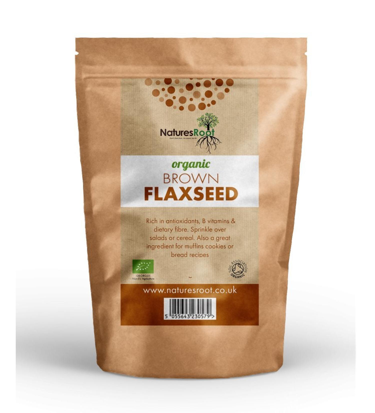 Natures Root Organic Brown Flaxseed/Linseed 500 g - Certified Organic by The Soil Association 500g - Buy Online on GoSupps.com