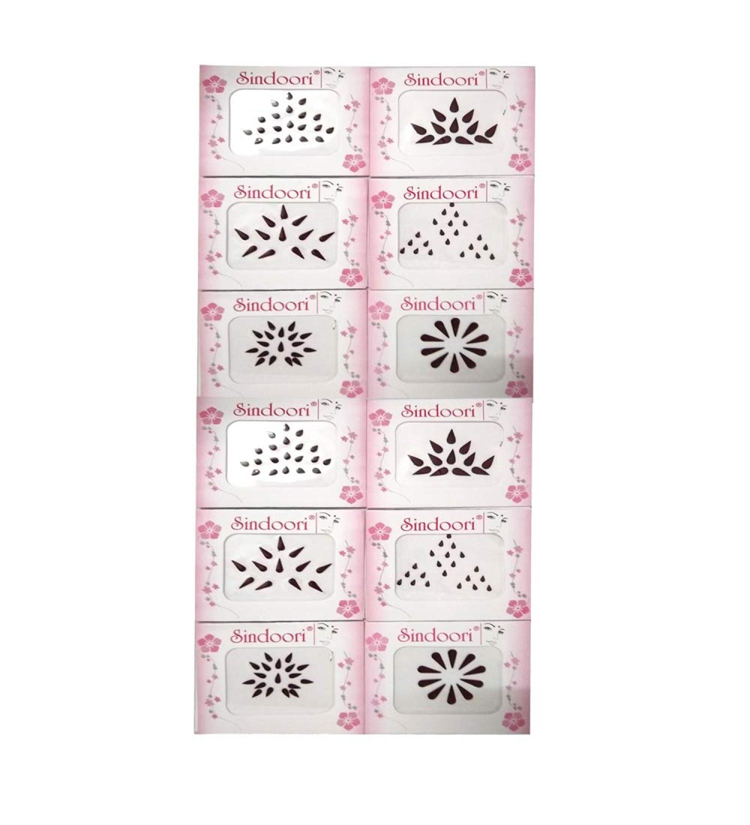 Sindoori Traditional Collection Maroon Bindi for Women & Girls - 12 Assorted Designs - Buy Online on GoSupps.com