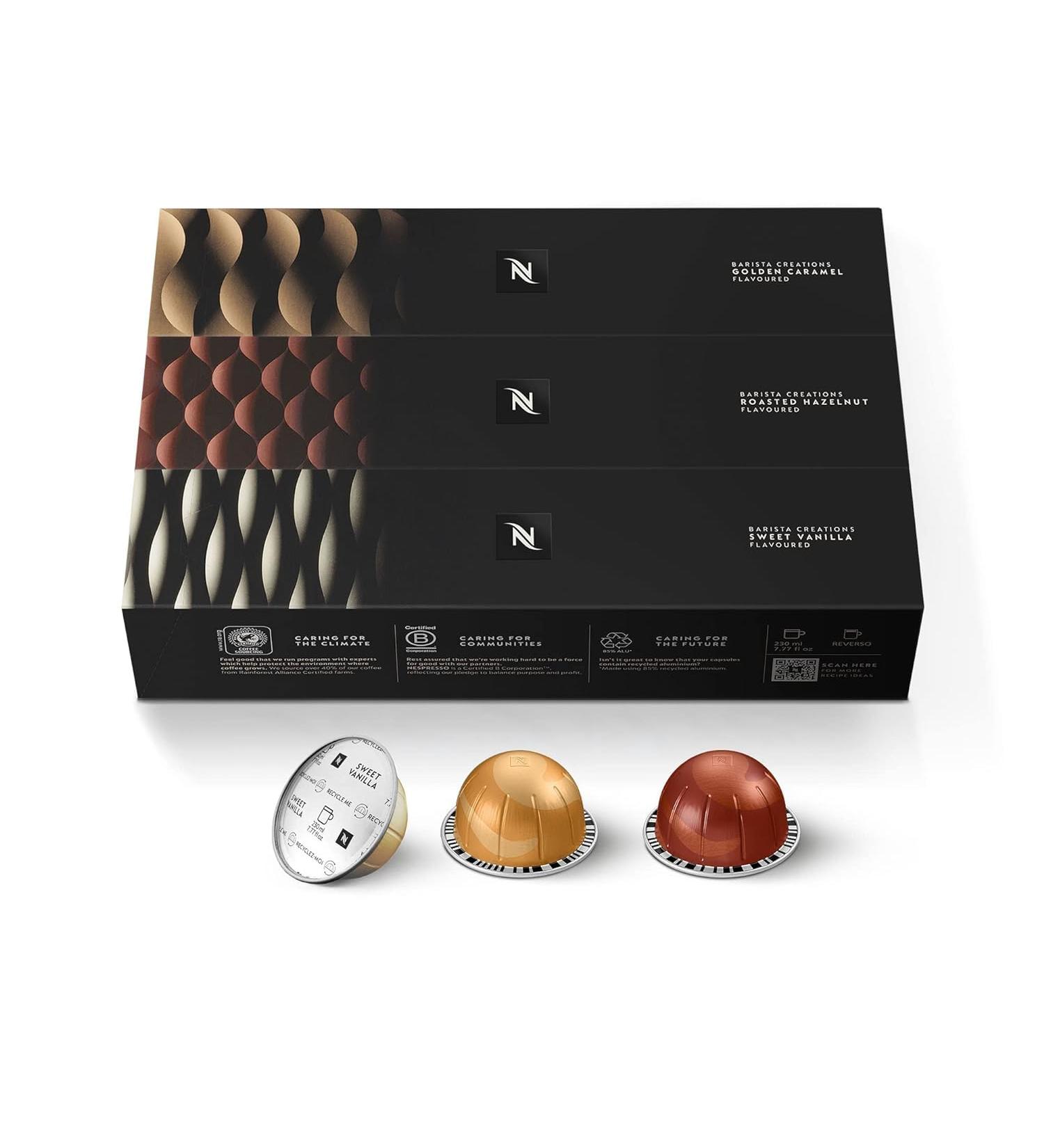 European Version VertuoLine Barista Creations Variety: Sweet Vanilla Golden Caramel Roasted Hazelnut - 30 Coffee Capsules - Buy Online on GoSupps.com