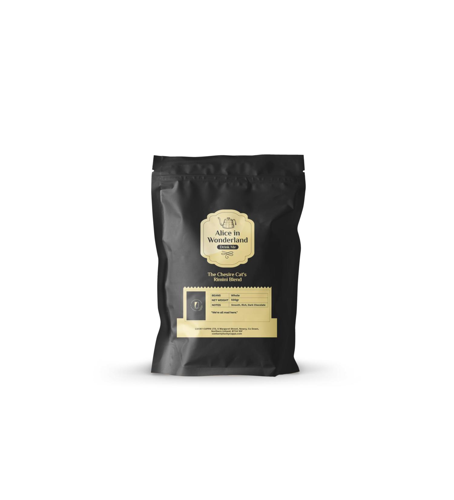 Lucky Cuppa's "Drink Me Potion" Chesire Cat's Rimini Coffee - Espresso Whole Beans Coffee - Dark Roast Coffee Beans - Alice in Wonderland Gifts for Women - 500g - Buy Online on GoSupps.com