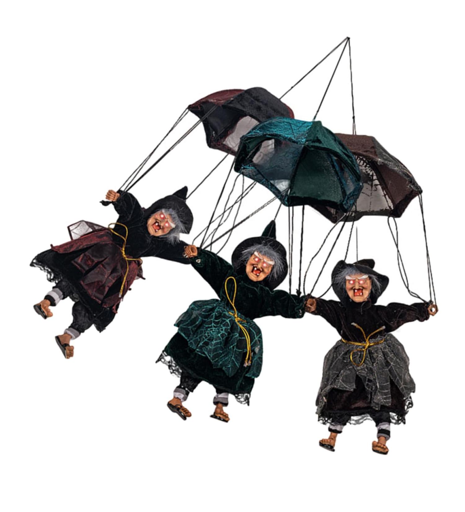 HOMSFOU 3pcs witch gifts glow toys halloween props witch decor Hanging Witch Ornament Halloween Tree Hanging Halloween Party Decor parachute decorate black clothes supplies plastic Without - Buy Online on GoSupps.com