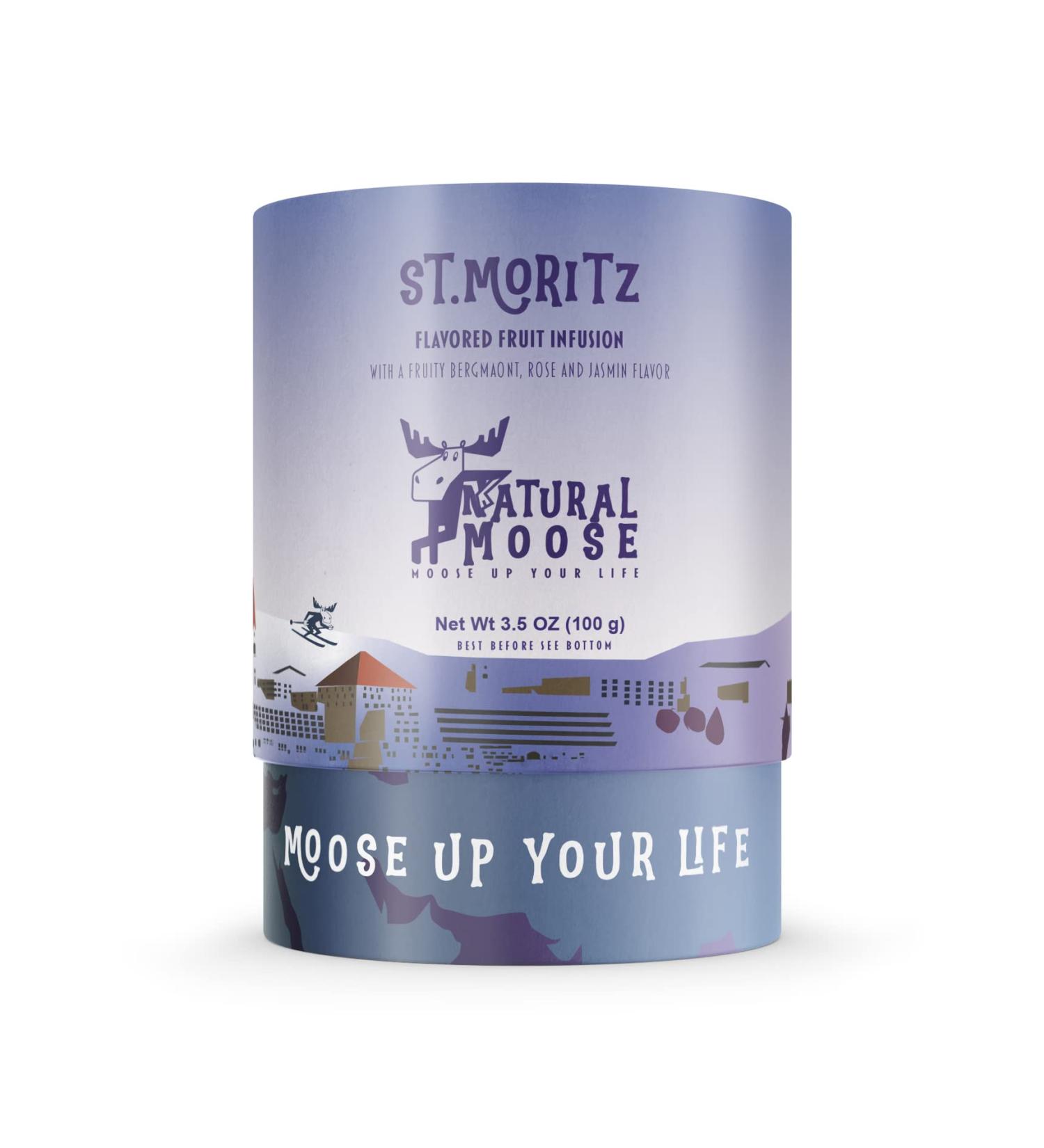 Global Natural Moose Tea Trotters | Premium Loose Leaf Tea | St. Moritz | A fruity blend with Rooibos Tea tastes refreshing with apple melon and orange | 100g St. Moritz - Refreshing apple orange melon 100 g (Pack of 1) - Buy Online on GoSupps.com