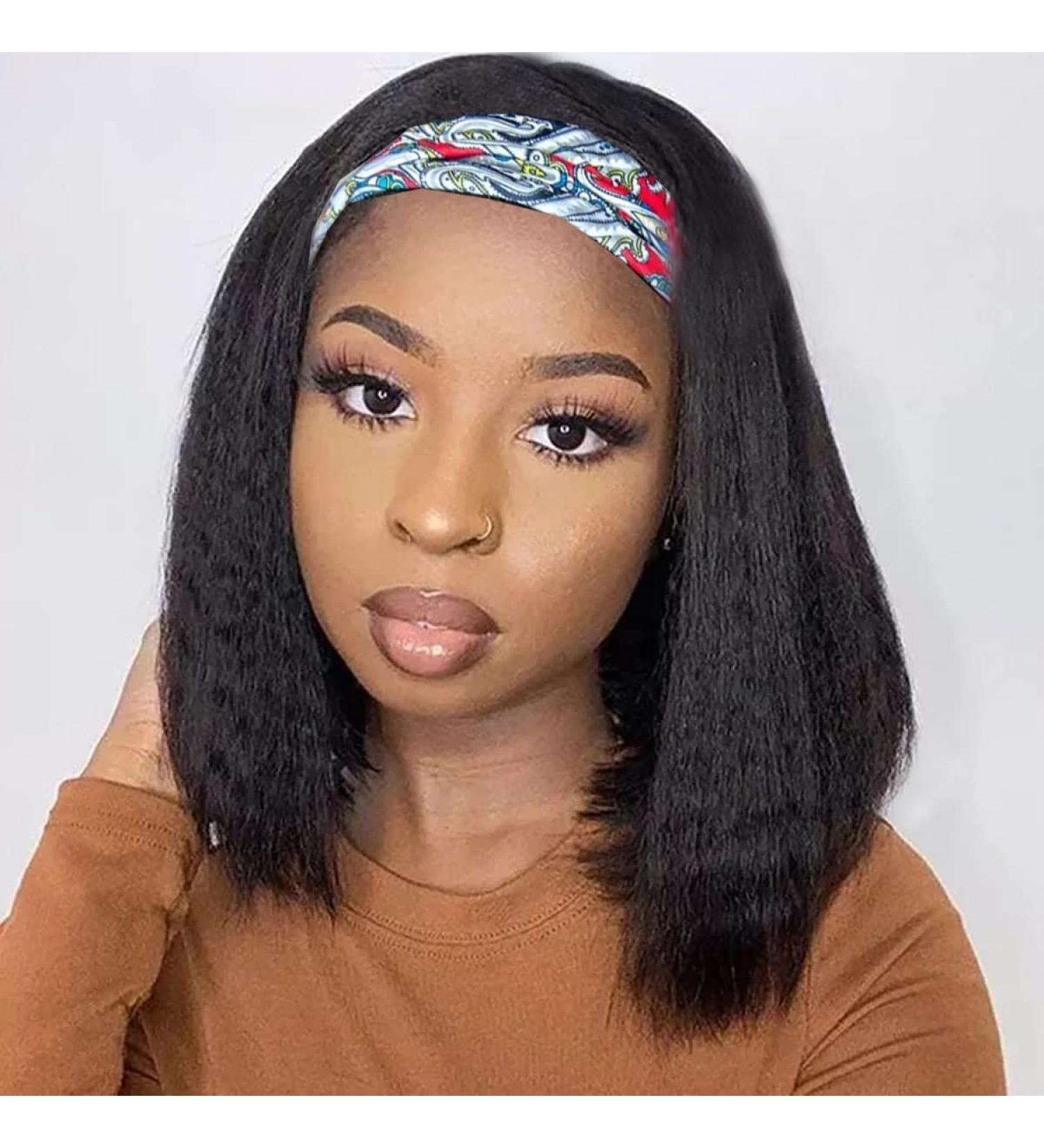 Aminow Kinky Straight Headband Wig - Soft & Natural Human Hair Look - Glueless Long Black Italian Yaki Half Wig 14 for Black Women - Buy Online on GoSupps.com