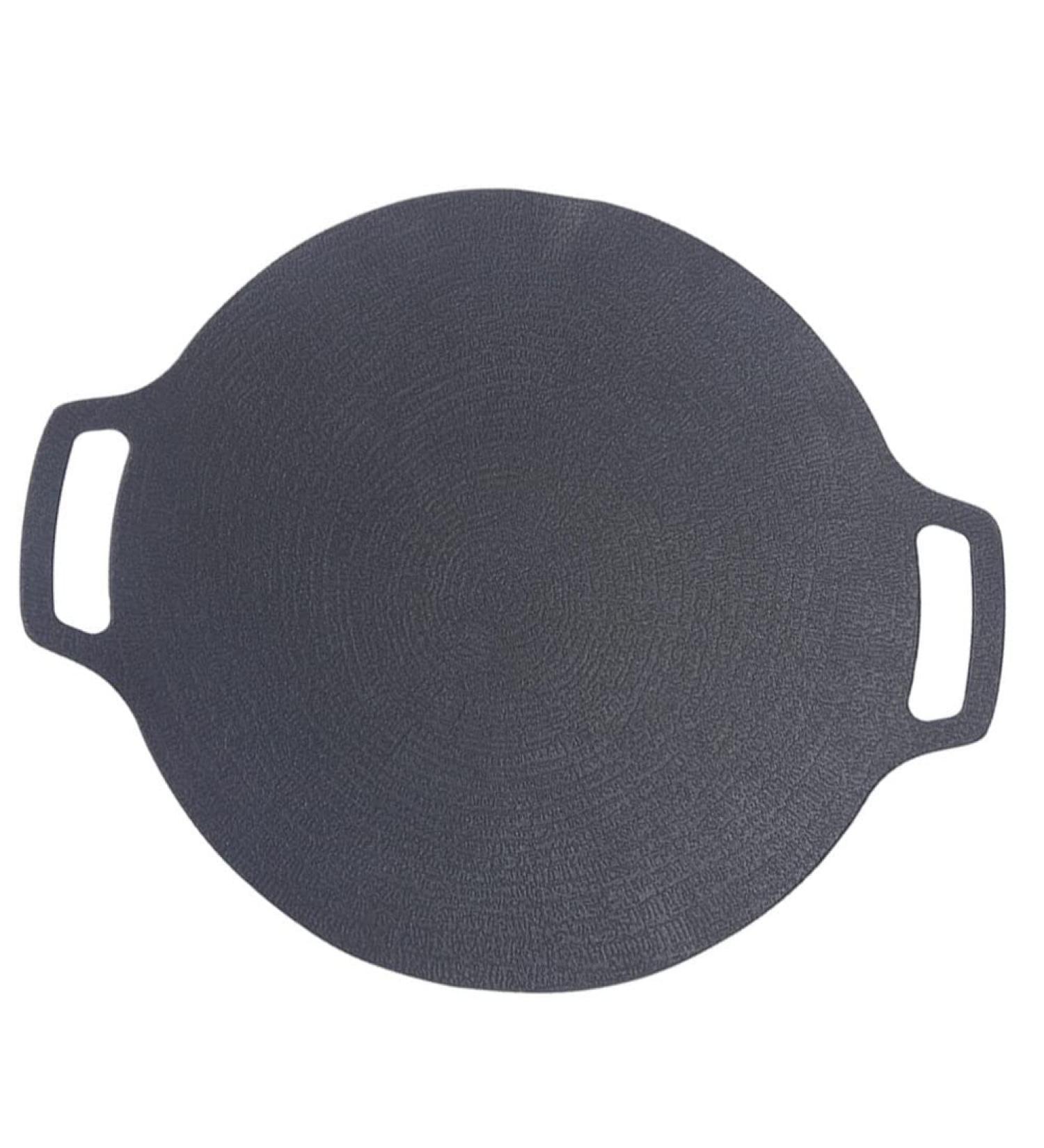 Yalych Round Nonstick Grill Pans for Stove Tops Frying Pan with Handles Portable BBQ Grill Pan BBQ Pan Plate Cast Iron Skillet for Kitchen Outdoor Black Frying pan - Buy Online on GoSupps.com