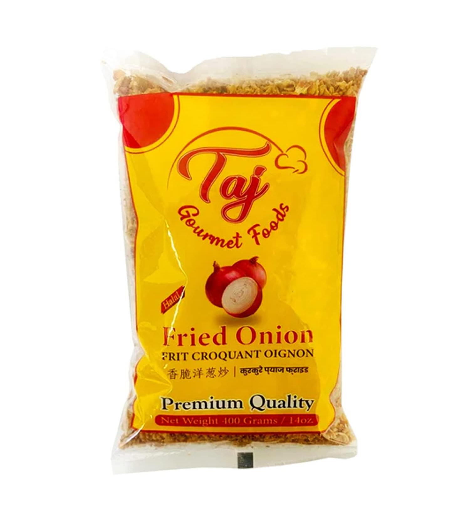 TAJ Crispy Fried Onion 100% Natural | Great for Seasoning Garnishing on Sushi, Green Bean Casseroles | Holland-Netherlands Coated 400g (14oz)