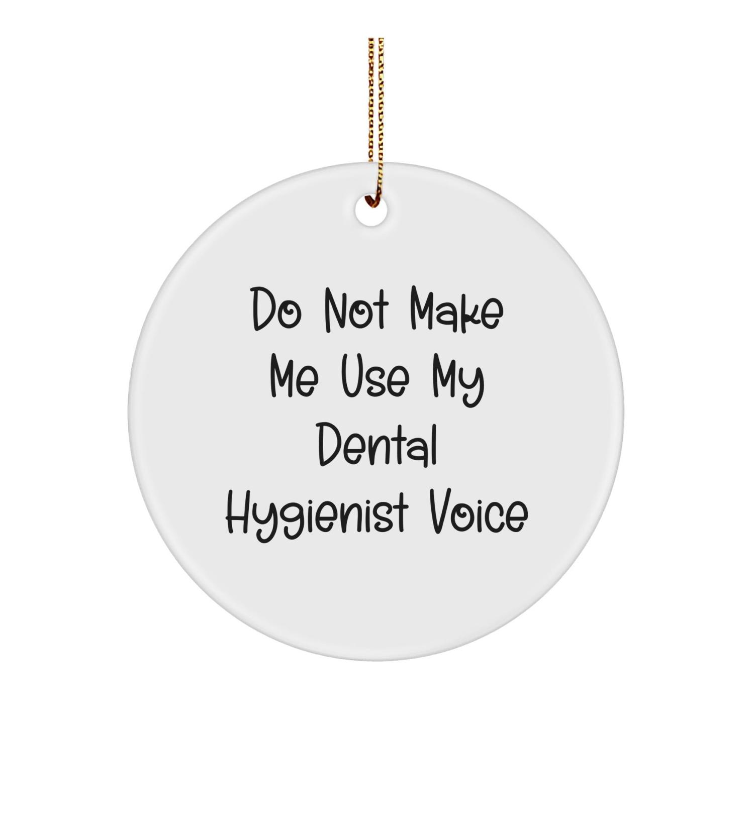 Funny Dental Hygienist Gifts from Friends Circle Ornament Do Not Make Me Use My Dental Hygienist Voice Christmas Unique Presents for Dental Hygienist