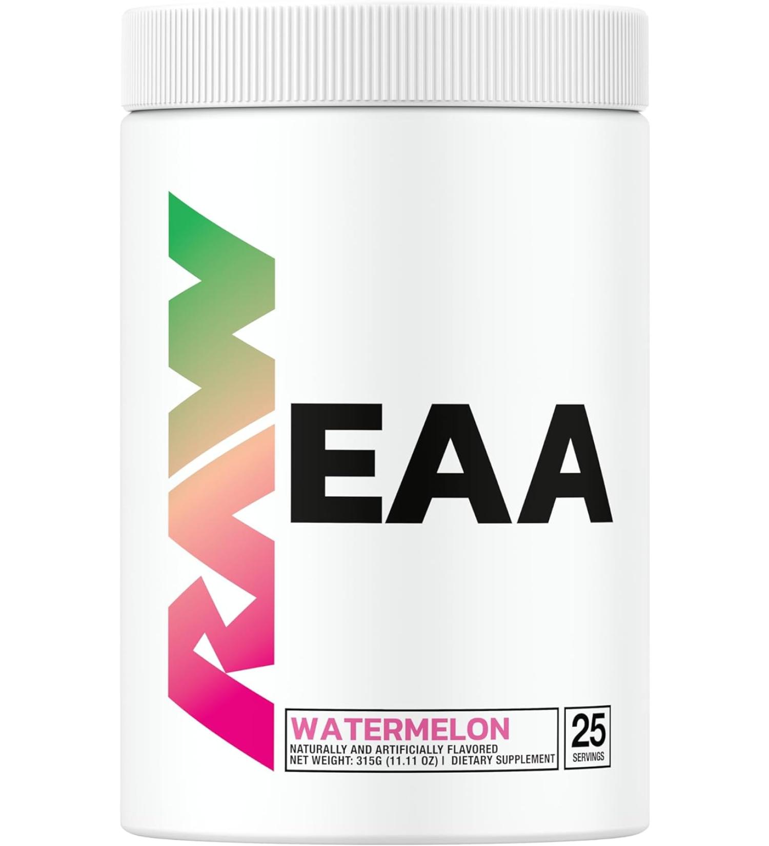 RAW EAA Essential Amino Acids Powder Supplement | Build Lean Muscle | Increase Strength & Endurance | BCAA Energy - Watermelon Flavor (25 Servings) - Buy Online on GoSupps.com