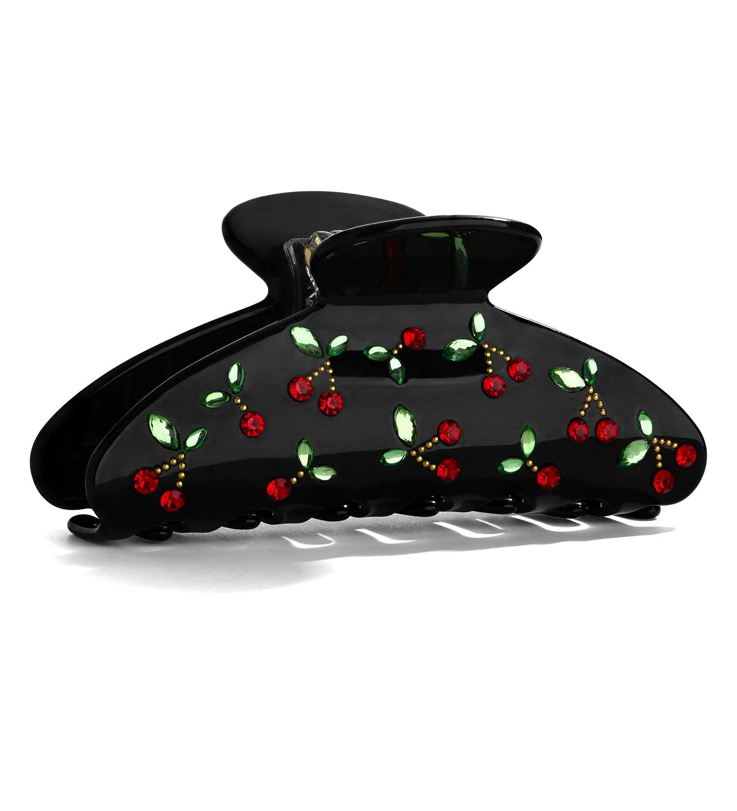 LILIE&WHITE Acrylic Hair Clips For Women Cherry Hair Clip Black Hair Clips With The Rhinestone Pattern In Red Cherry Hair Clip With Claw Hair Clips For Thick Hair Strong Hair Fix Claw Clips HC21221B - Buy Online on GoSupps.com