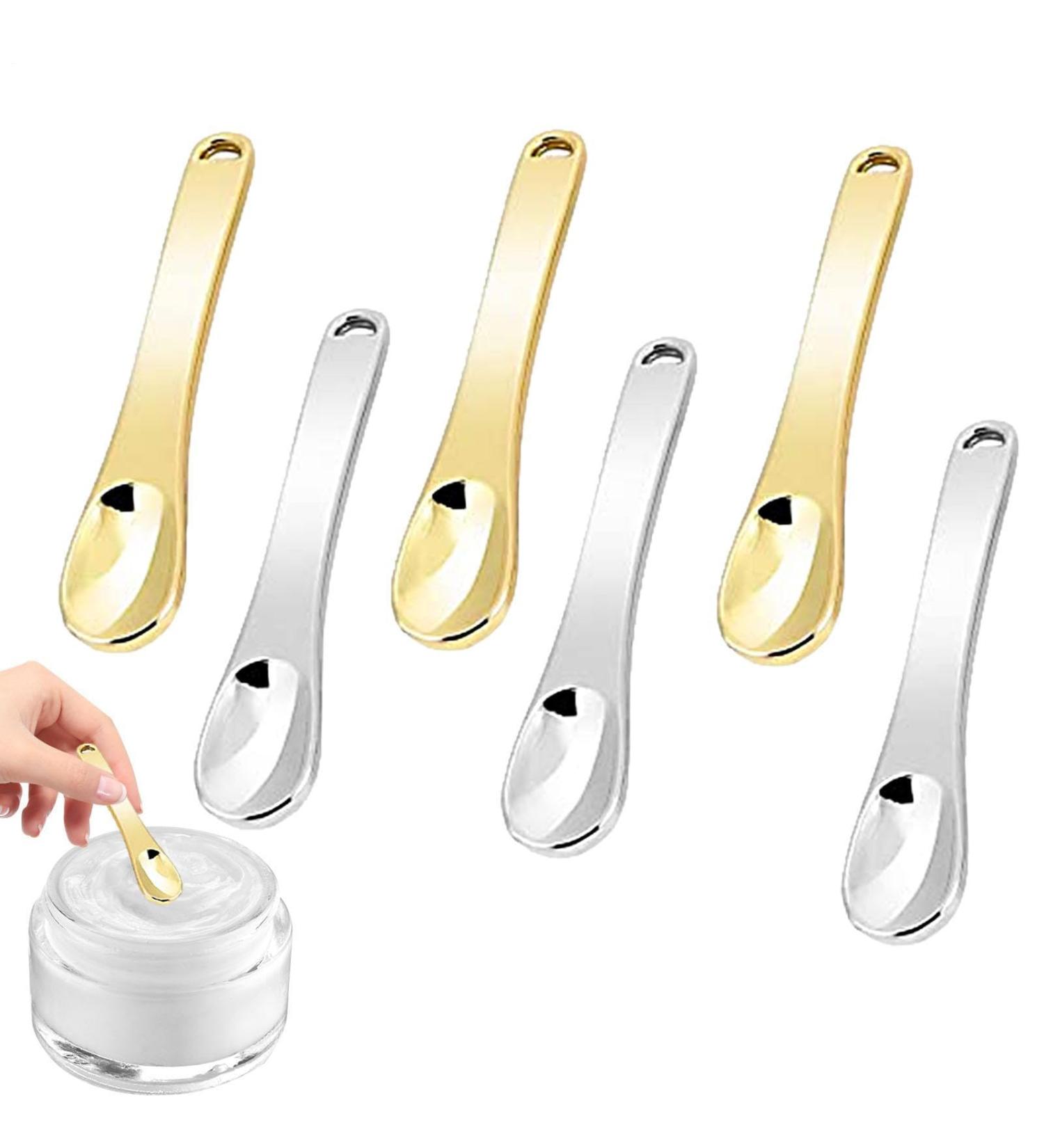 Cosmetic Scoop Cream Spoon 6 Reusable Face Scoops | Metal Cosmetic Applicator for Creams Lotions Moisturizers Beauty Accessories - Buy Online on GoSupps.com