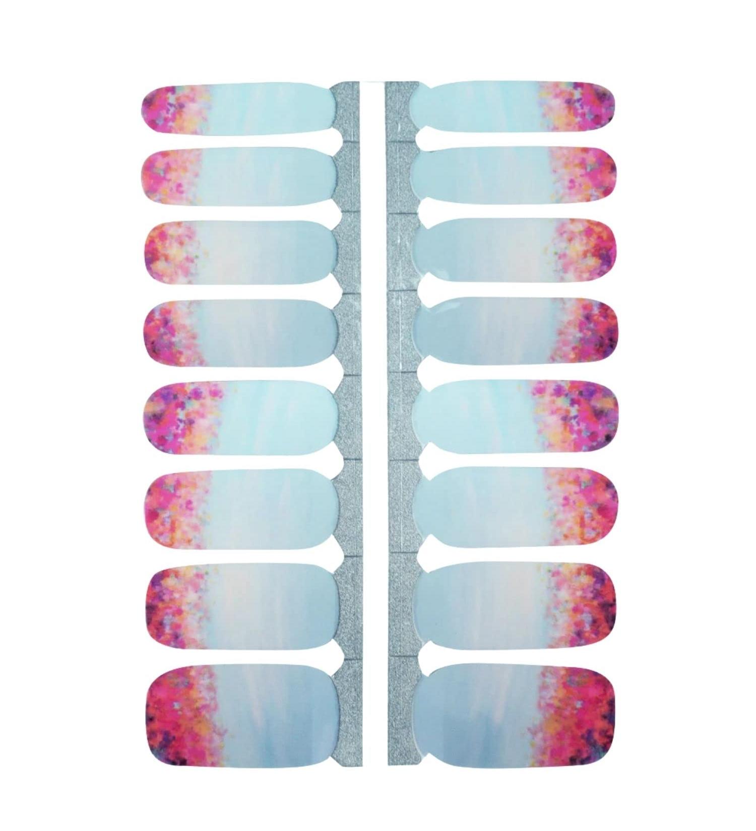My nails nail foils Summer Wiese I 16 Ultra-D nne nail polish strips red/blue I self-adhesive premium nail art wraps i adheres to natural and lacquered acrylic gel & shellac nails
