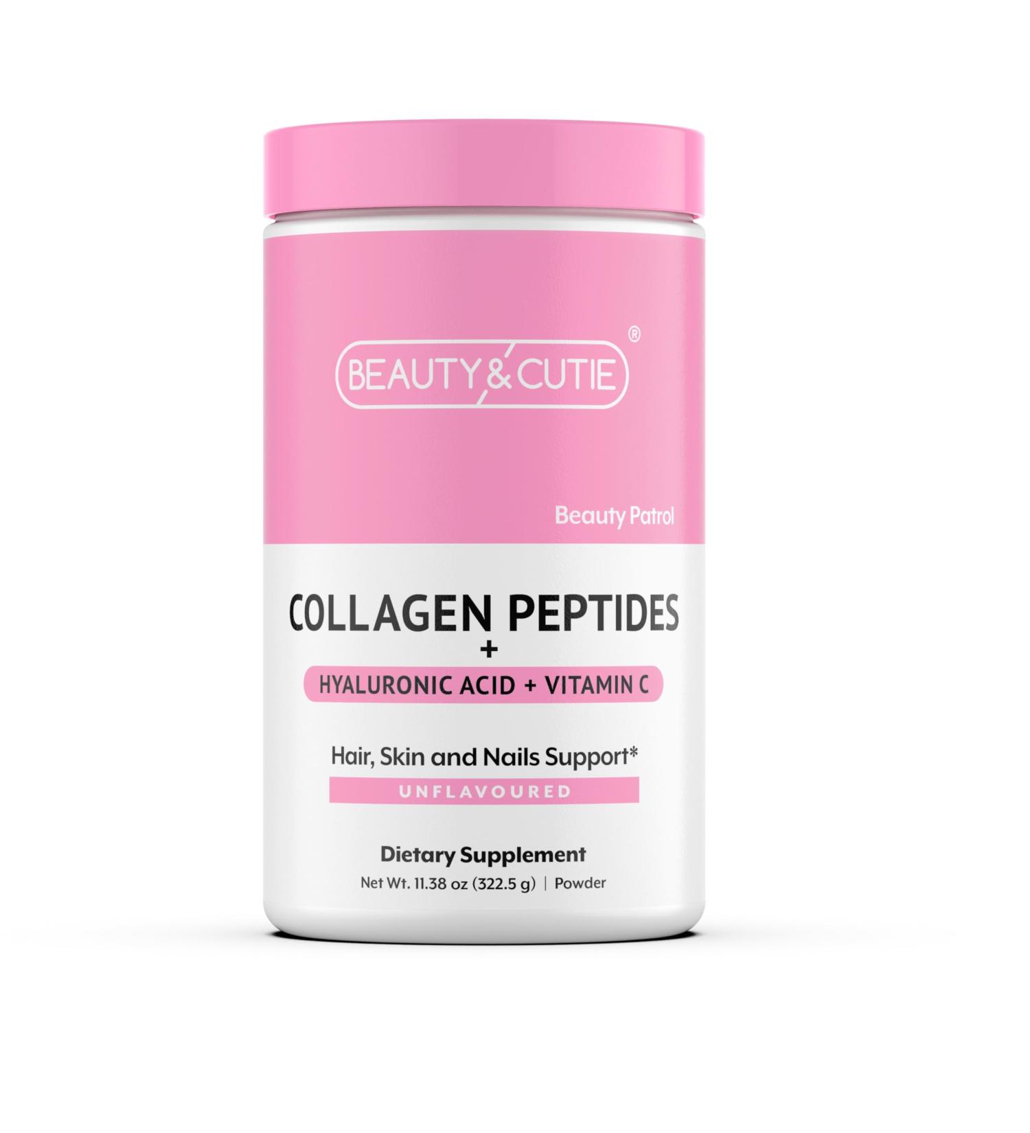 BEAUTY AND CUTIE Collagen Peptides 10g with Hyaluronic Acid 120 mg and Vitamin C Powder Hair Skin and Nails Support Grass Fed Unflavored 11.38 oz - Buy Online on GoSupps.com