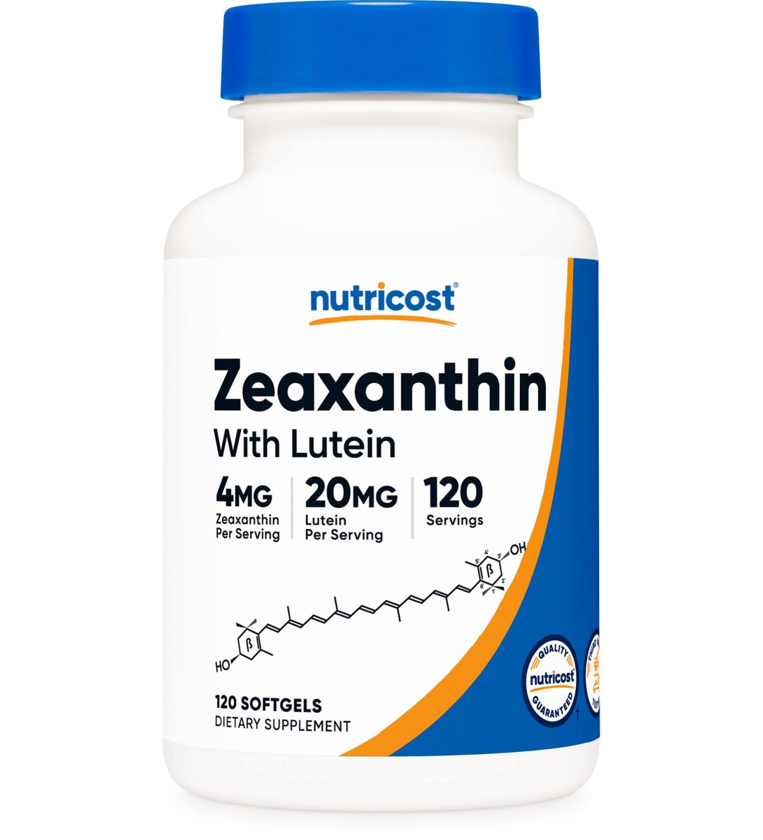 Nutricost Zeaxanthin with Lutein 20mg 120 Softgels - Non-GMO & Gluten Free - Buy Online on GoSupps.com