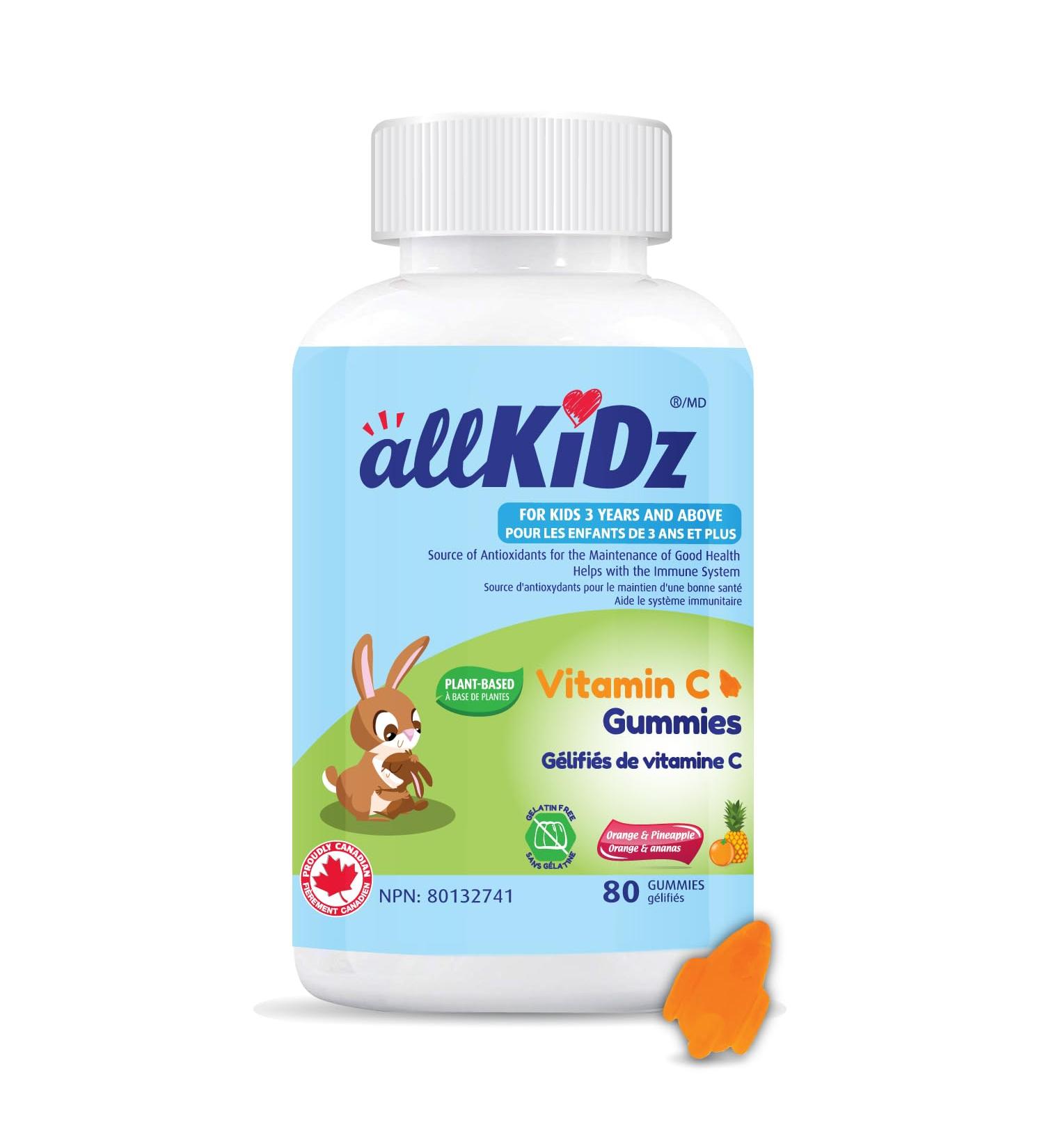 allKiDz Vitamin C Gummies for Kids Children 150mg Immune Booster Antioxidant Bones Teeth Supplement Vegan Pectin Plant-based Great Tasting Rocket-shaped Gummies Orange Pineapple Flavour 80 Count - Buy Online on GoSupps.com