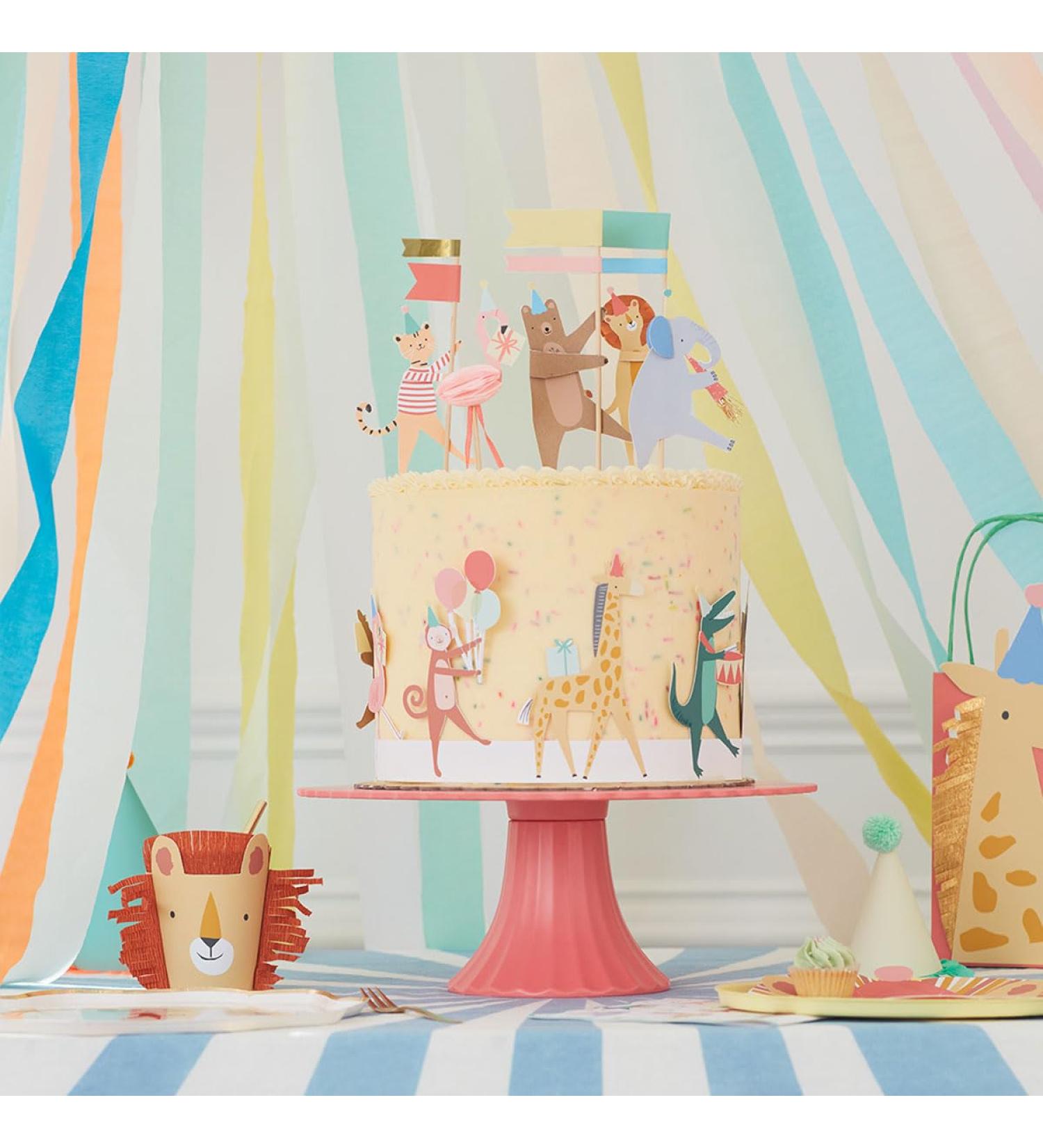 Meri Meri Animal Parade Cake Wrap & Toppers (Pack of 6) - Buy Online on GoSupps.com