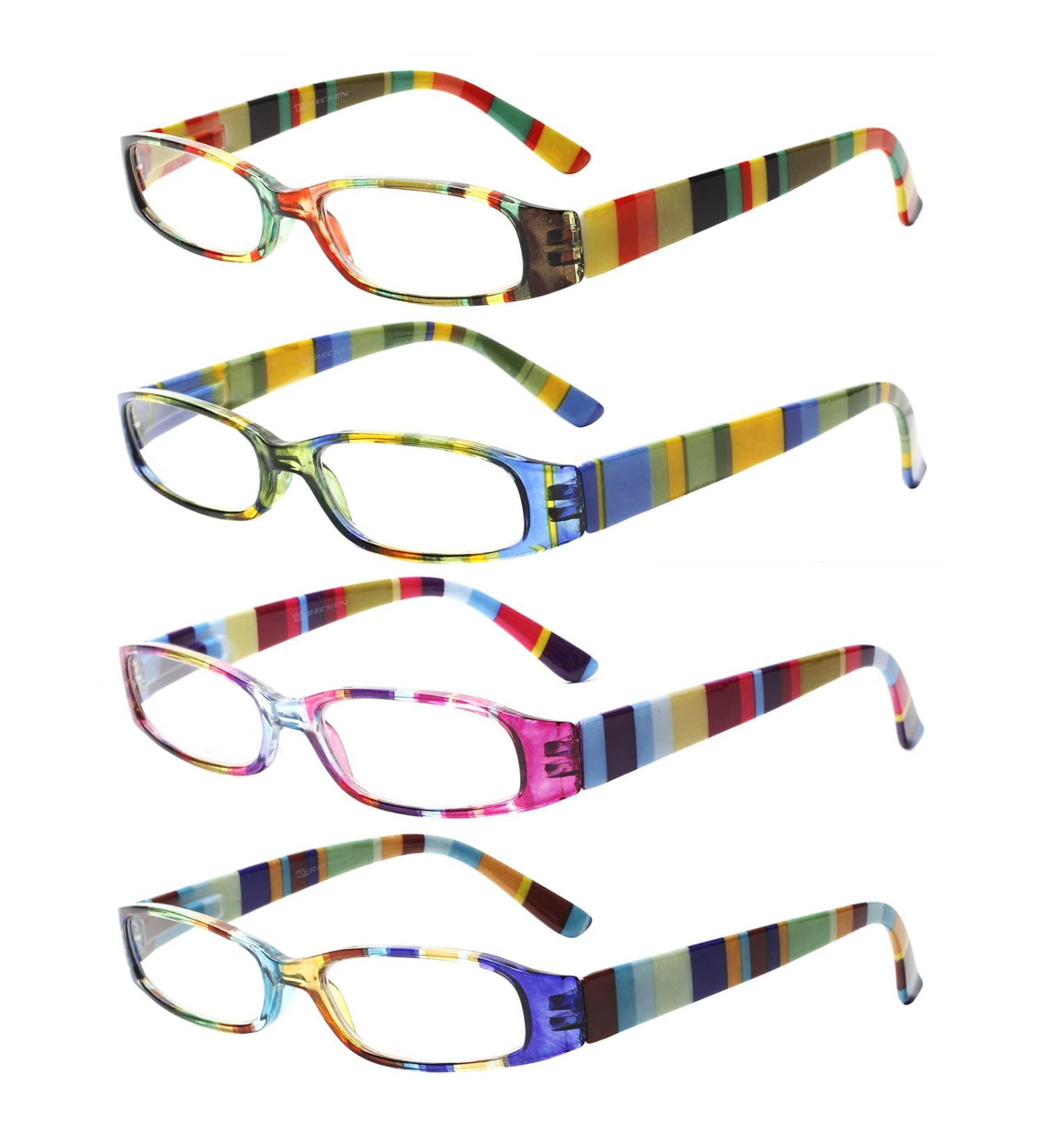 Cojwis 4 Pack Women's Reading Glasses - Stylish Patterns & Spring Hinges | 1.25x Magnification (4 Color Mix) - Buy Online on GoSupps.com