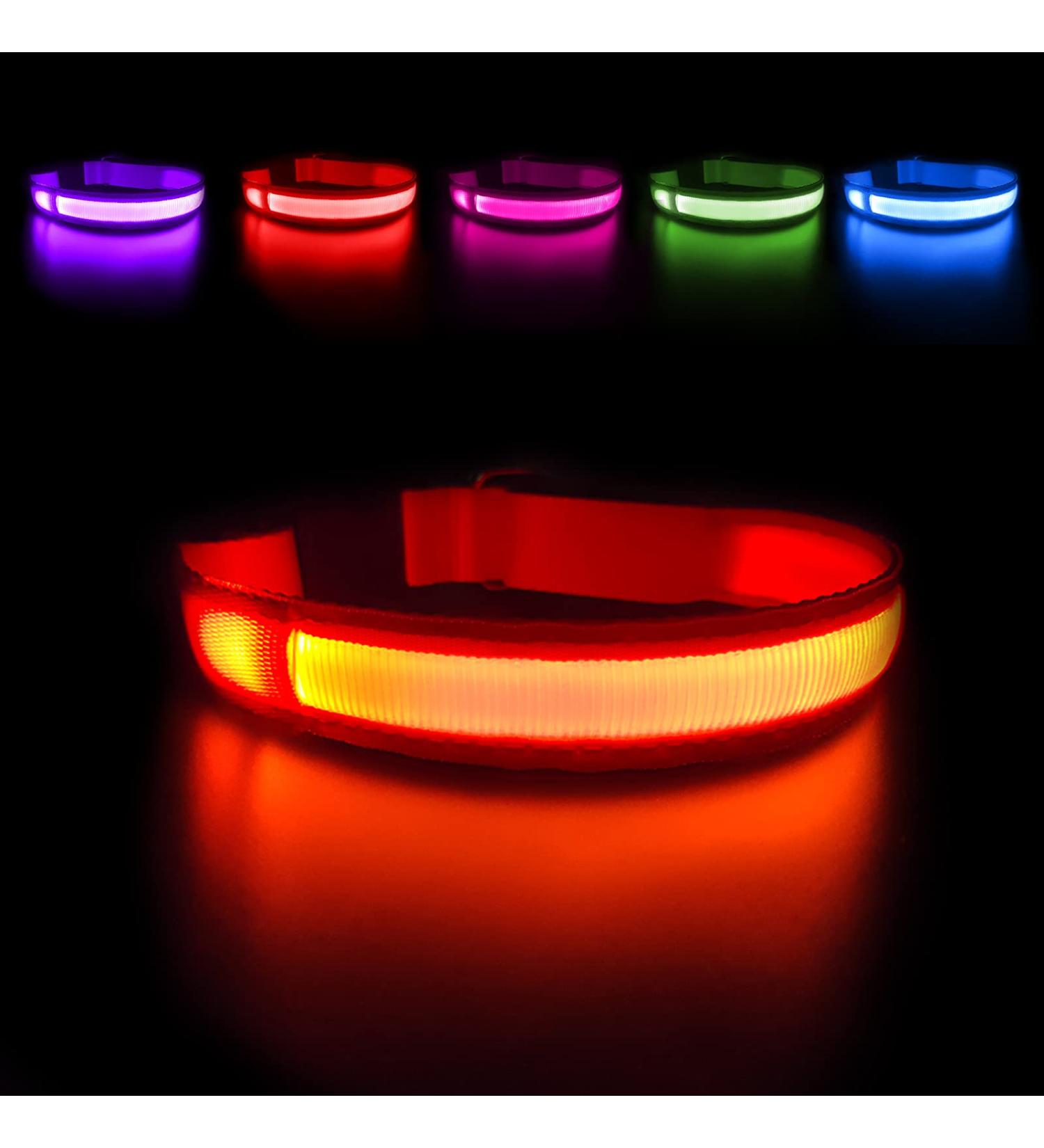 MASBRILL Adjustable Waterproof LED Dog Collar - 3 Lighting Modes for Small & Medium Dogs - Orange (S S 28-40cm) | International Shipping Available - Buy Online on GoSupps.com