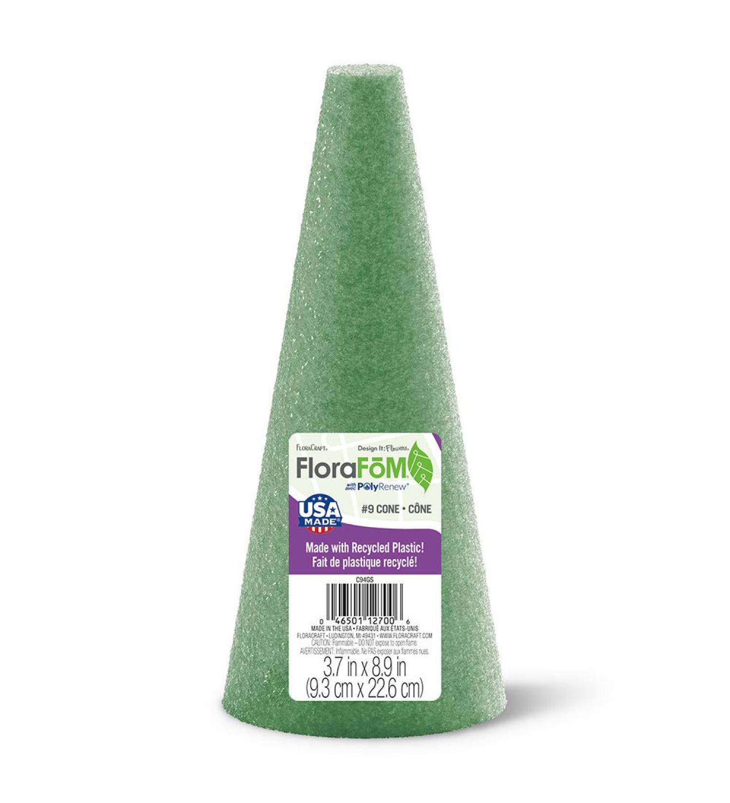 FloraCraft FloraFM Cone 3.7x8.9 Green Foam for Floral Arrangements - Pack of 9 - Buy Online on GoSupps.com
