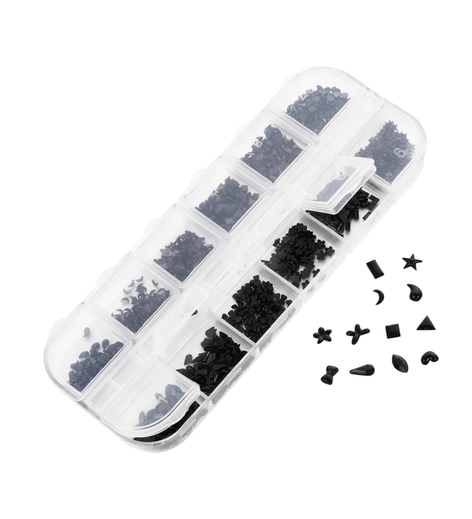 POPETPOP 1 Box Nail Jewelry Drill Nail Art Jewels Nail Glitter Beads Crystal Rhinestones for Nails Ab Diamonds for Nails Rhinestones Nail Jewelry Decorations Modeling 3d Accessories Plastic 13X5X1cm Black - Buy Online on GoSupps.com