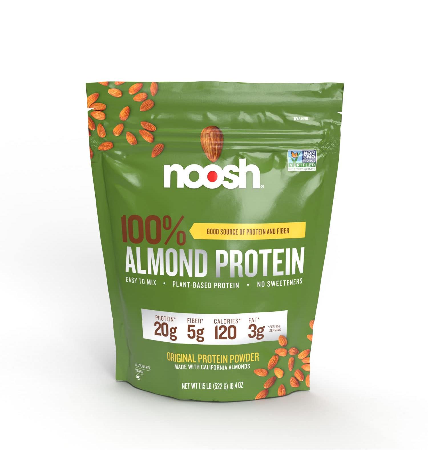 NOOSH 100% Almond Protein Powder (Unflavored) - Plant Based Vegan - 21g Protein per Scoop - Kosher, Gluten Free, Non GMO - 1.15lb - Buy Online on GoSupps.com
