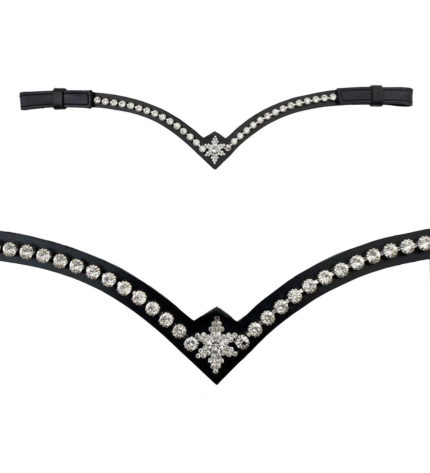 Leone Equipment Browband Horse Glitter Gift Box - Cob/Thoroughbred Silver Stones & Black Leather - Buy Online on GoSupps.com