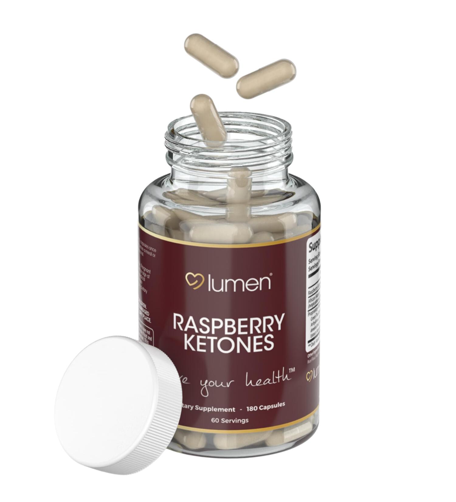 Lumen Naturals Raspberry Ketone for Women with Raspberry Ketone & African Mango 1800mg Per Serving 180 Capsules 60 Servings Non-GMO & Gluten-Free - Buy Online on GoSupps.com