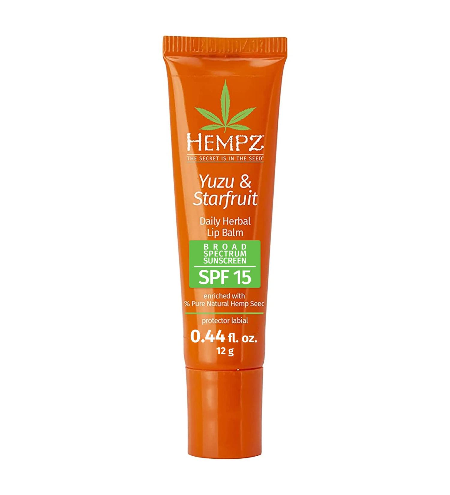Hempz Yuzu & Starfruit Herbal Lip Balm SPF 15 - Moisturizing Lip Care with Sunscreen - Buy Online on GoSupps.com