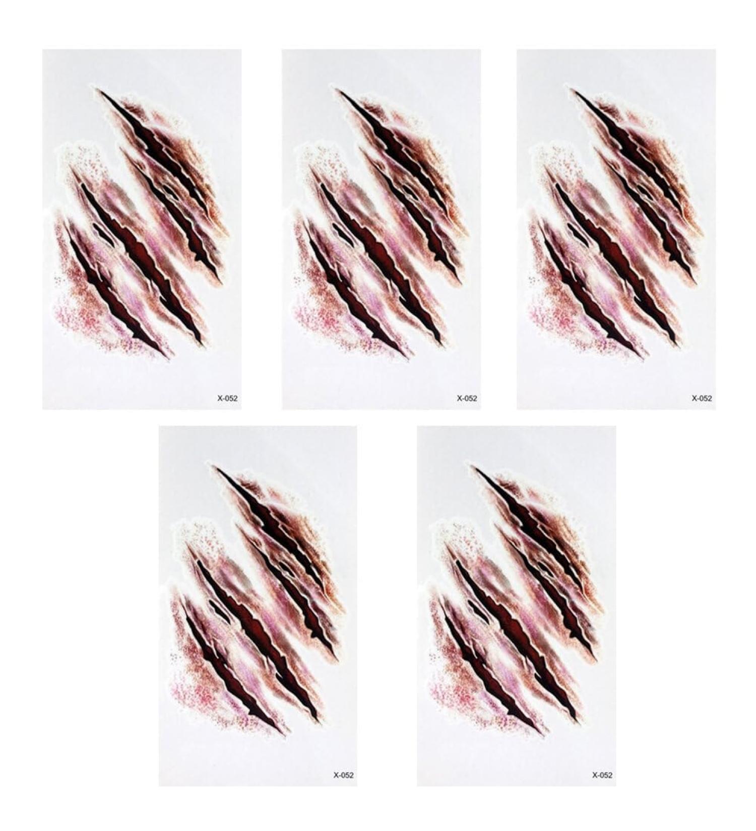 5 Pcs Halloween Zombie Scars Tattoos Fake Scab Bloody Makeup Terror Wound Scary Blood Injury Sticker - Buy Online on GoSupps.com