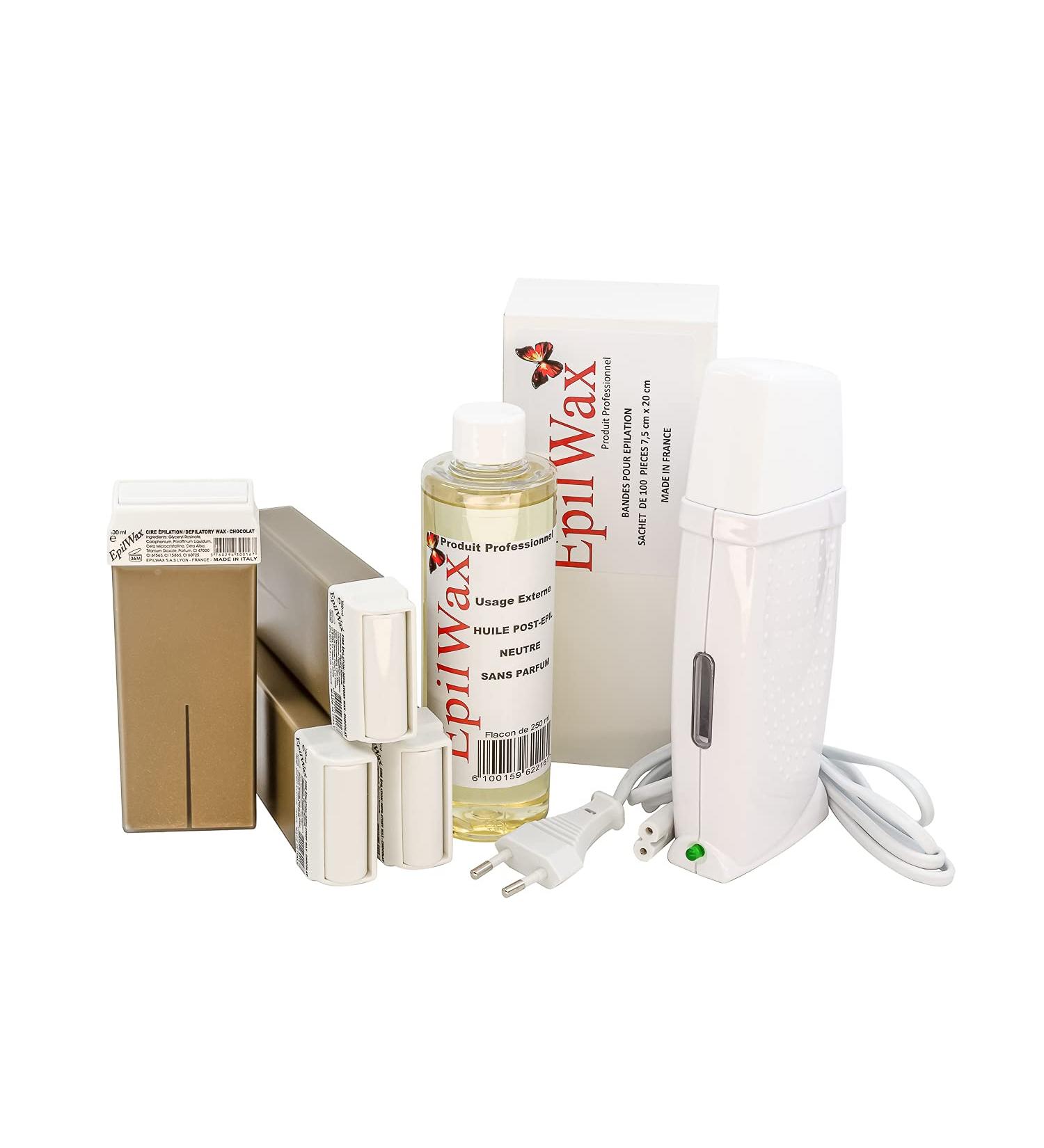 Epilwax Royal Complete Epilation Kit - Professional Wax Warmer 4 Roll-On Wax 100 Epilatory Strips & After Epilation Oil for Smooth Skin - Buy Online on GoSupps.com