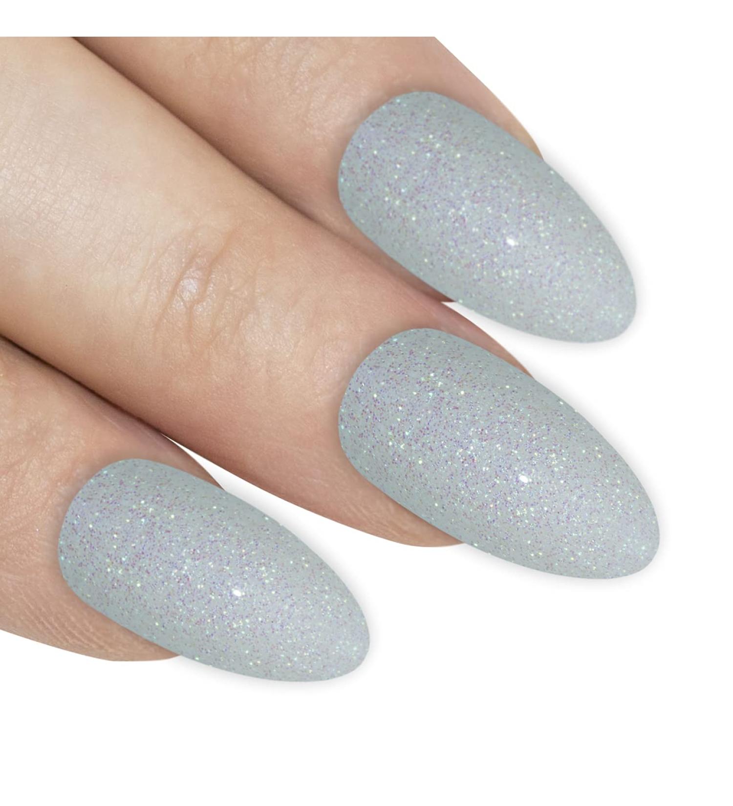 Buy Bling Art False Nails - Glossy White Red Brown Black Almond Stiletto Acrylic Tips | 24 Long Pearl White Gel Nails for Stunning Manicures - Buy Online on GoSupps.com