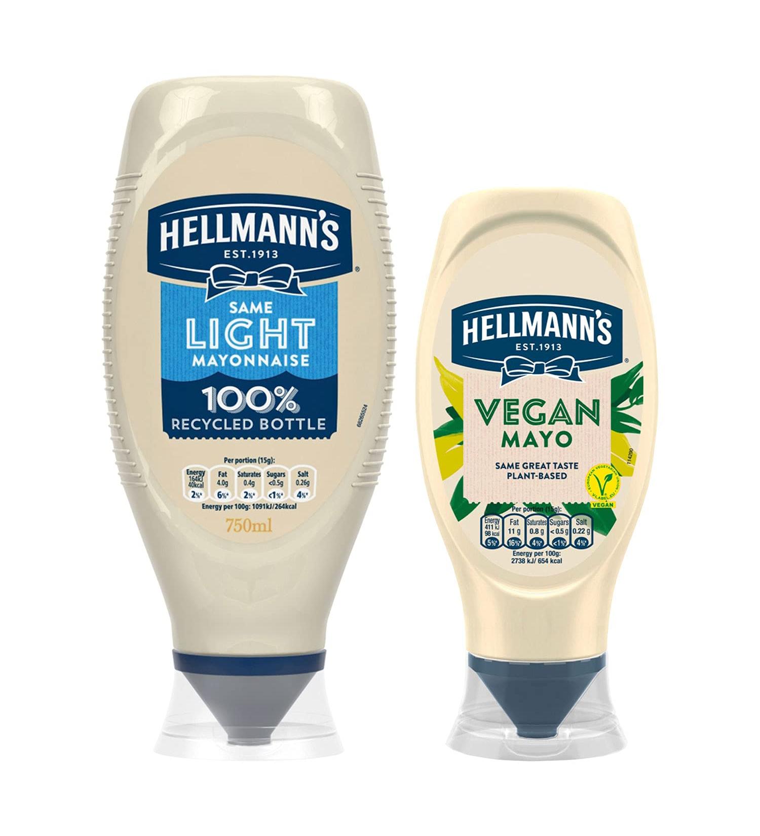 Hellmann's Light Mayonnaise 750ml Squeeze Bottle and Hellmann's Vegan Mayonnaise 430ml - Buy Online on GoSupps.com