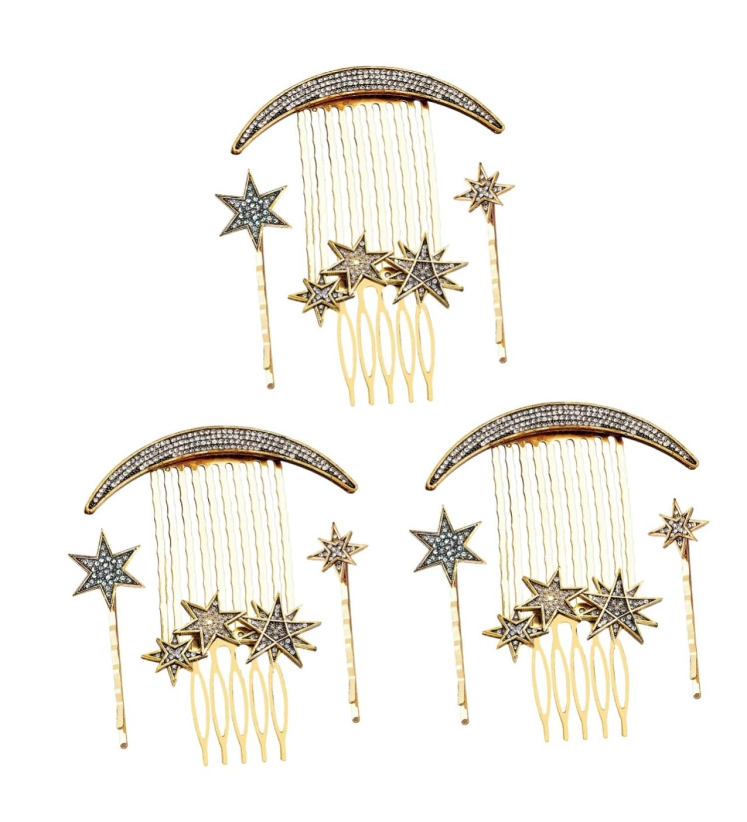 MAGICLULU 3 Sets Star Moon Hairpin Foundation Spatula for Face Wedding Hair Clips Hair Comb Moon Star Side Comb Wedding Ceremony Decorations Women s Suits Metal Bridesmaid Star Shape Alloy - Buy Online on GoSupps.com