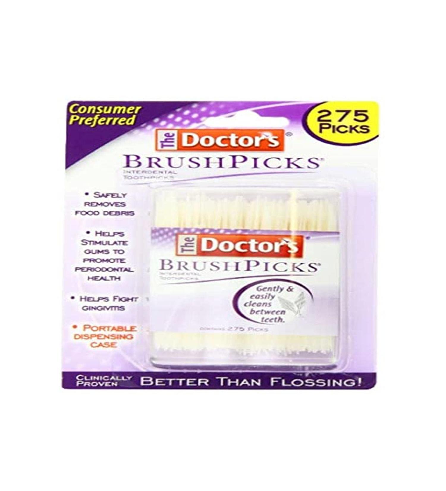The Doctor's BrushPicks Interdental Toothpicks, Helps Fight Gingivitis, 275 Count (Pack of 12), White