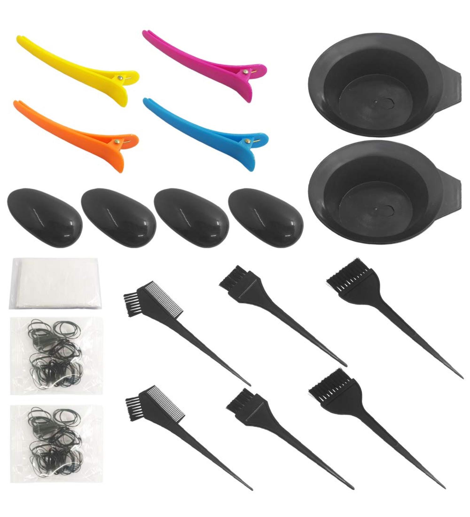 21 Packs Hair Dye Coloring Kit YuCool Dye Brush Comb Mixing Bowl Ear Caps Shower Cap Apron Sectioning Clips and Hairbands for DIY Salon Hair Dye Tool - Buy Online on GoSupps.com