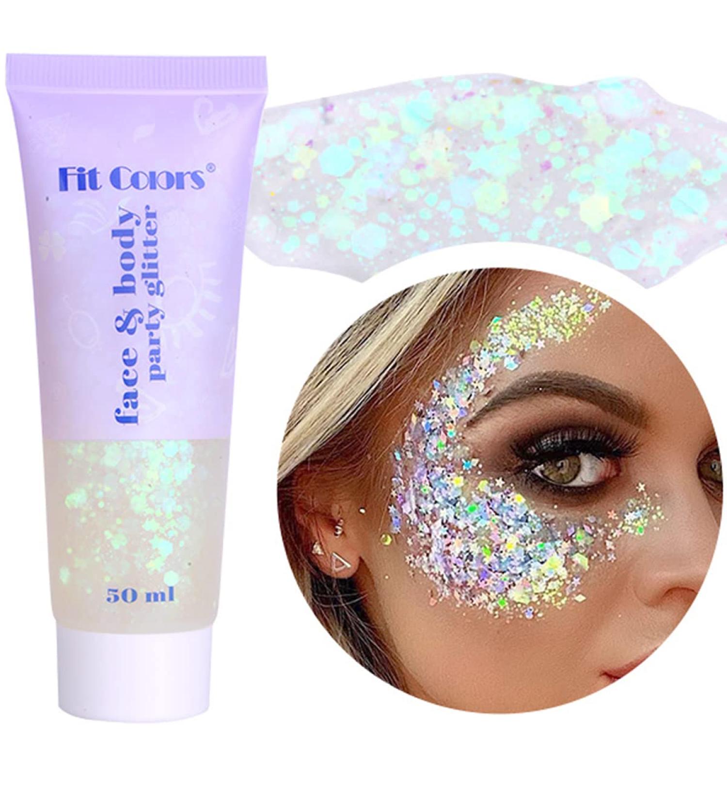 Paminify White Face Glitter Gel - 50ML Self-Adhesive Liquid Sequins for Music Festivals & Concerts - Buy Online on GoSupps.com