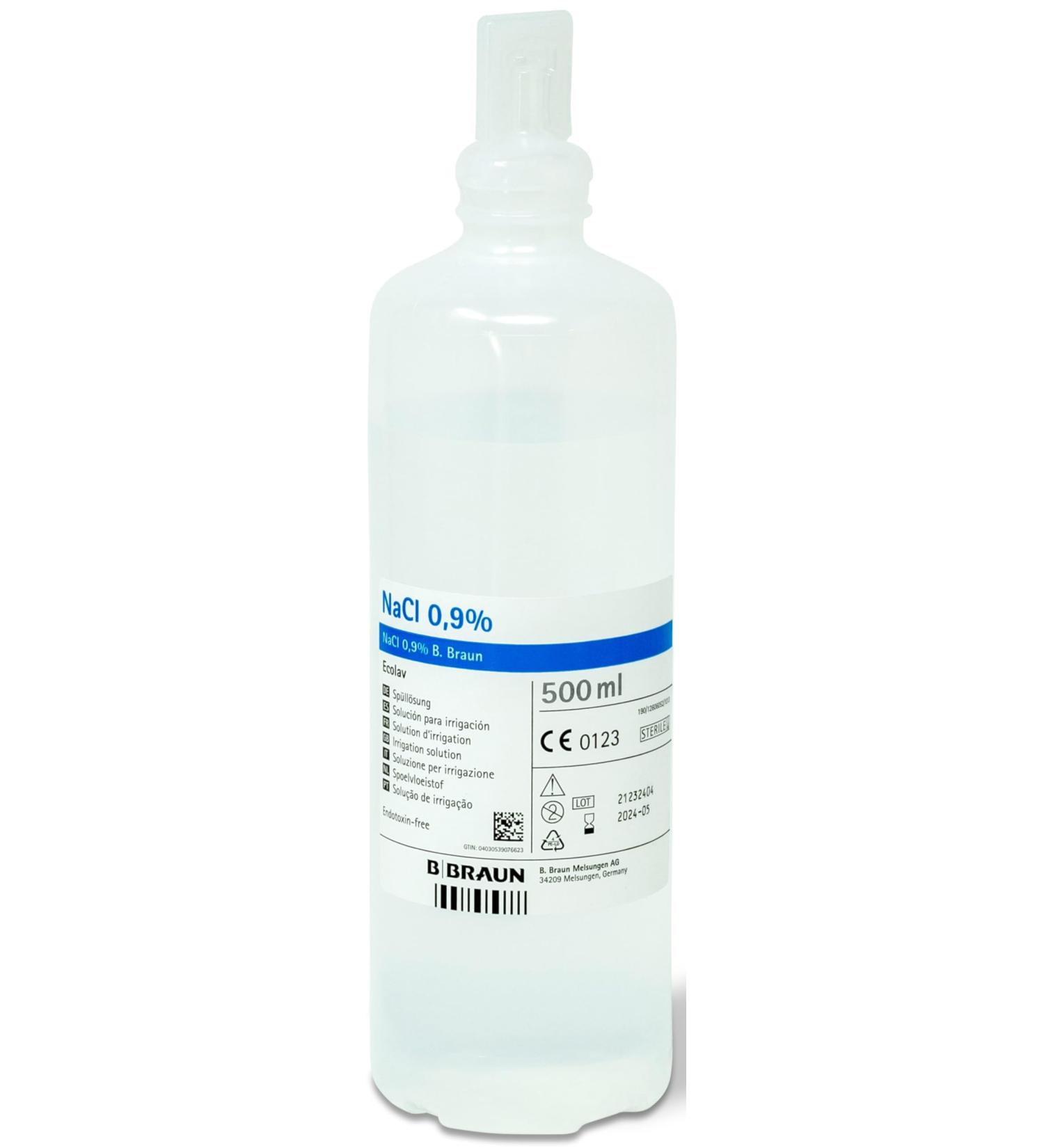 PVS Physiological solution 09 sodium chloride 500 ml pack of 10 indivisible