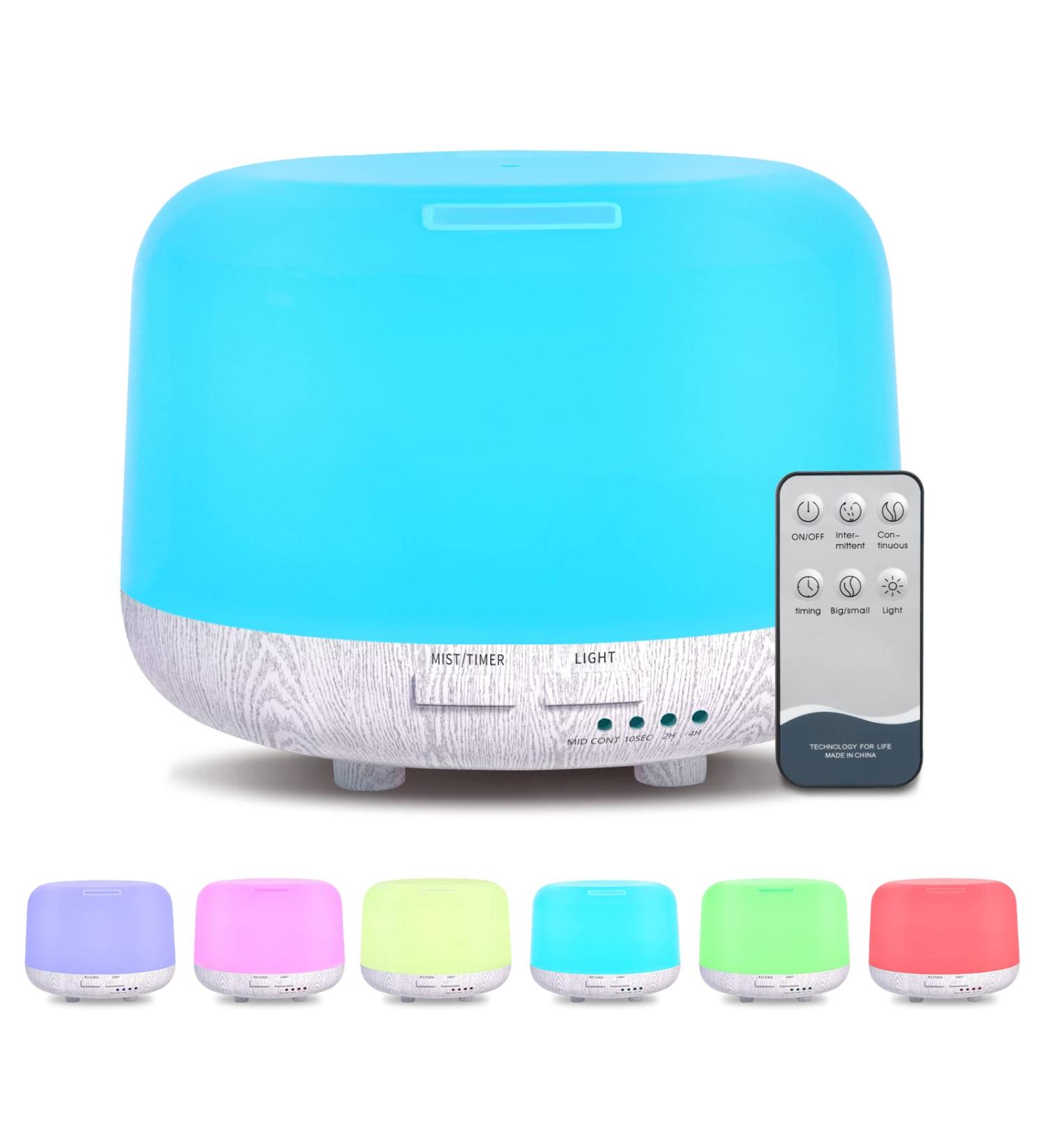 DIFFOFE 300ML Essential Oil Diffuser - Remote Control, 8 Hour Quiet Electric Home Diffuser - 7 LED Light Colors - Timer - Small Rooms, Bedrooms - White Wood Grain - Buy Online on GoSupps.com
