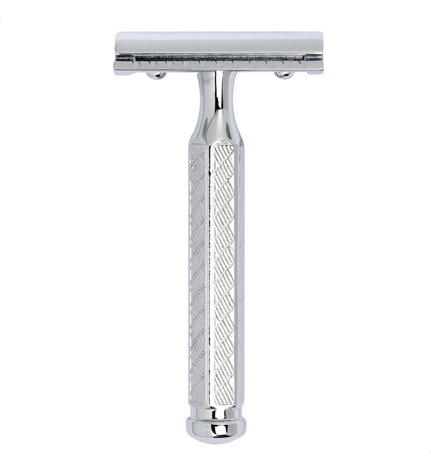 Merkur 42C Classic Razor | Hexagonal Handle | Gloss Chrome | Three-Part Closed Comb | Ideal for Wet Shaving | Made in Germany - Buy Online on GoSupps.com