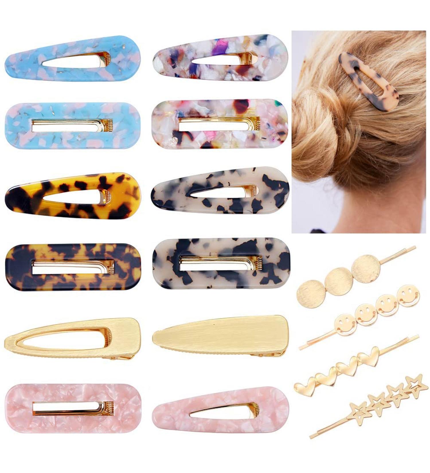 20 PCS Pearls Hair Clips - Geometric Acrylic Resin Barrettes for Women - Buy Online on GoSupps.com