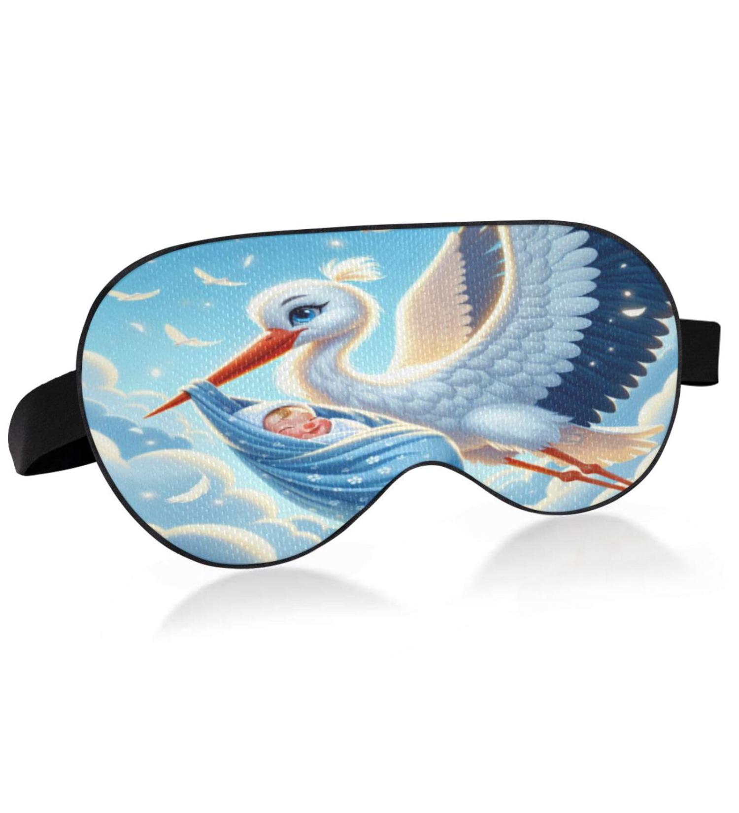 Light Blocking Sleep Mask | Flying Stork Newborn Baby Eye Mask - Adjustable Soft Blindfold for Men & Women | Ideal for Travel Work and Naps - Buy Online on GoSupps.com